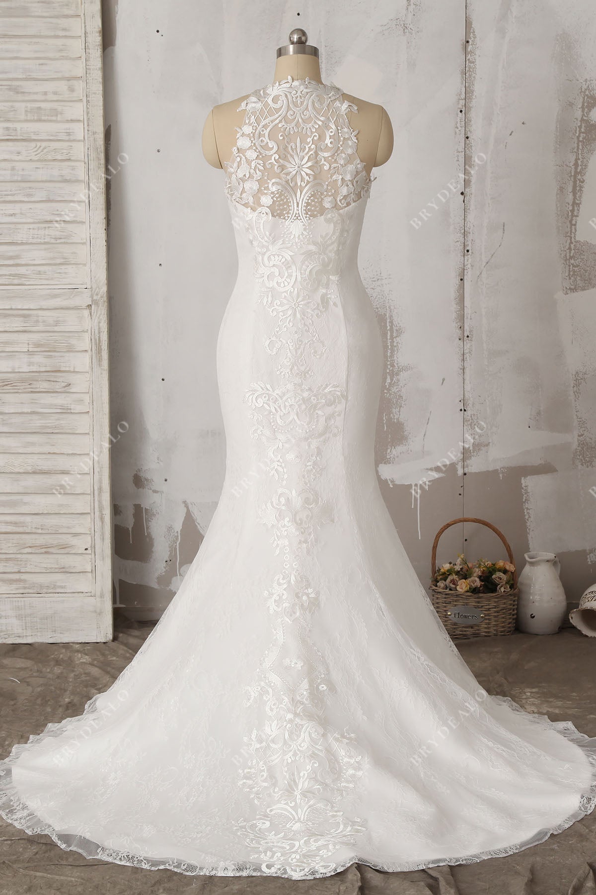 illusion back mermaid lace timeless bridal gown