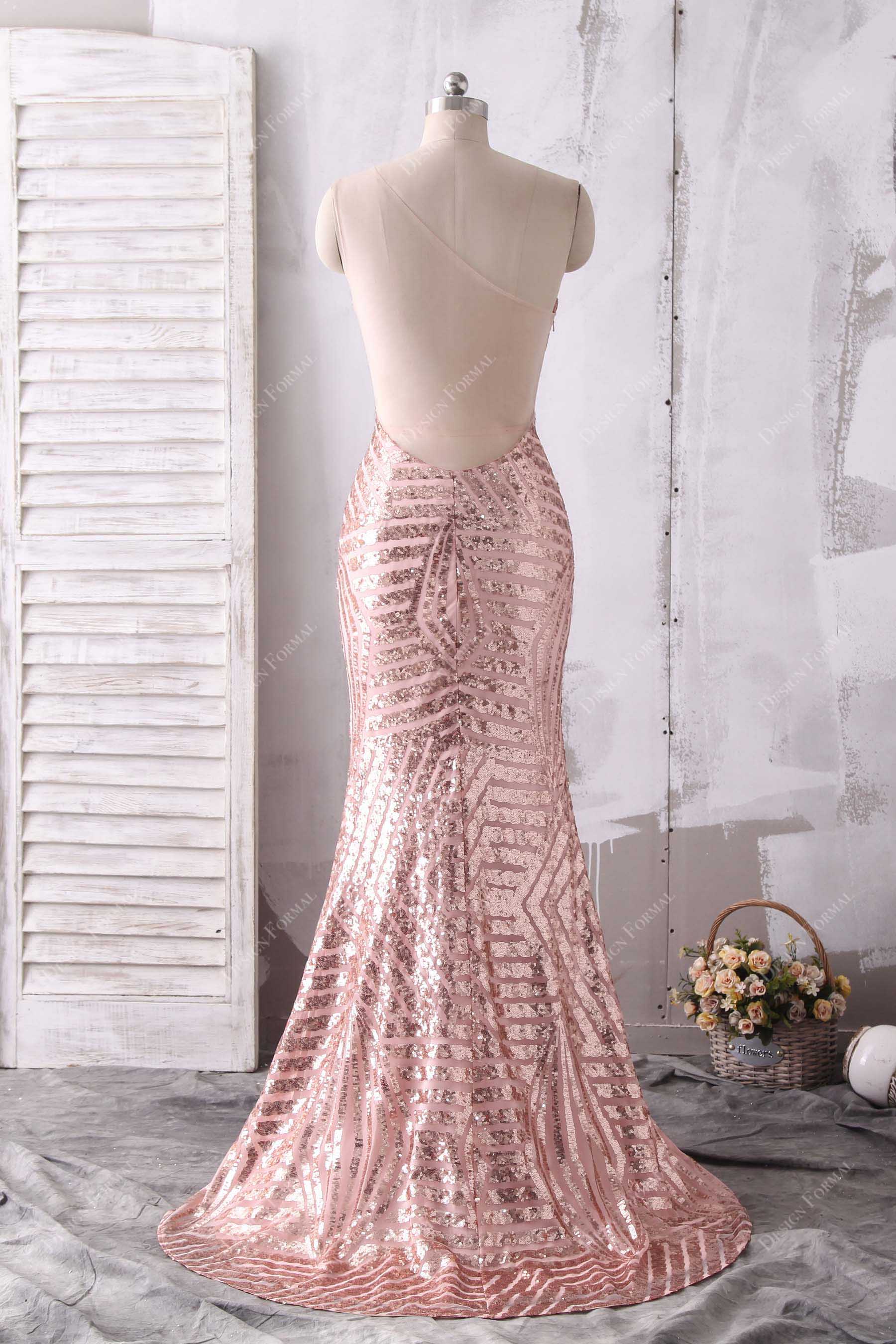 Illusion Back Sequin Sparkly Mermaid Dress