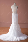 Illusion Back Lace Tulle Dream Ruffled Trumpet Bridal Gown main image 0