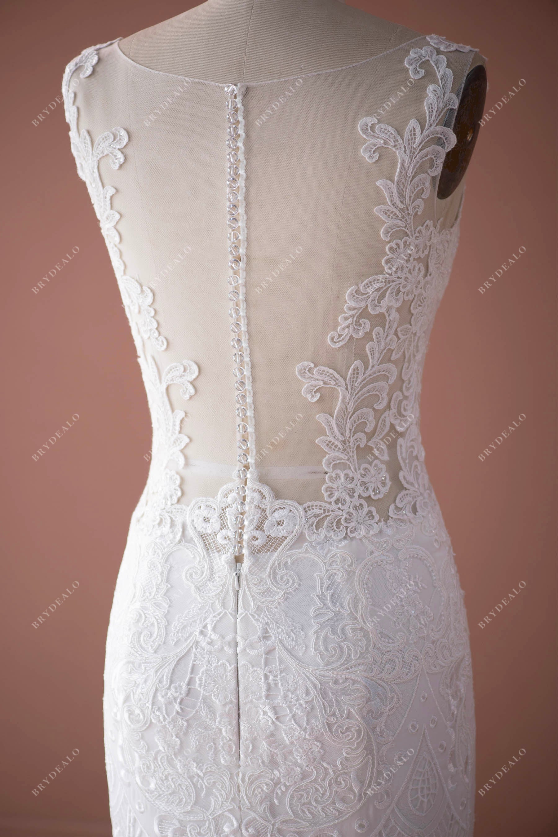 illusion back sleeveless fall wedding dress