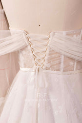 Retro Strapless Illusion Corset Lace Organza Wedding Ballgown