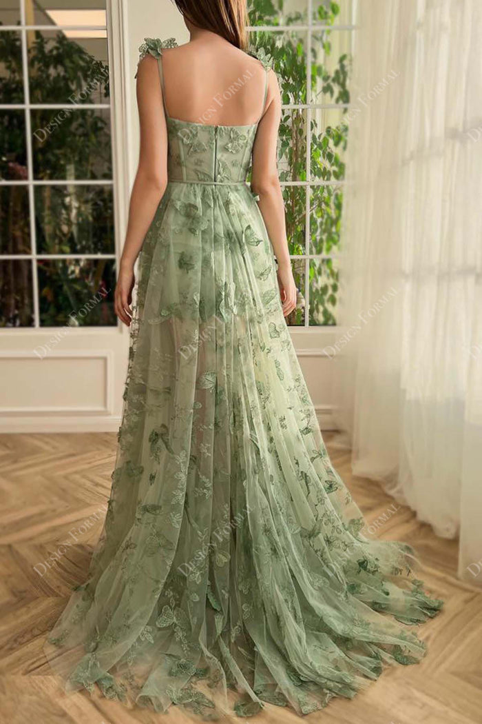 Lace Sequins Sweetheart Corset Dress With Slit Dusty Sage main image 1