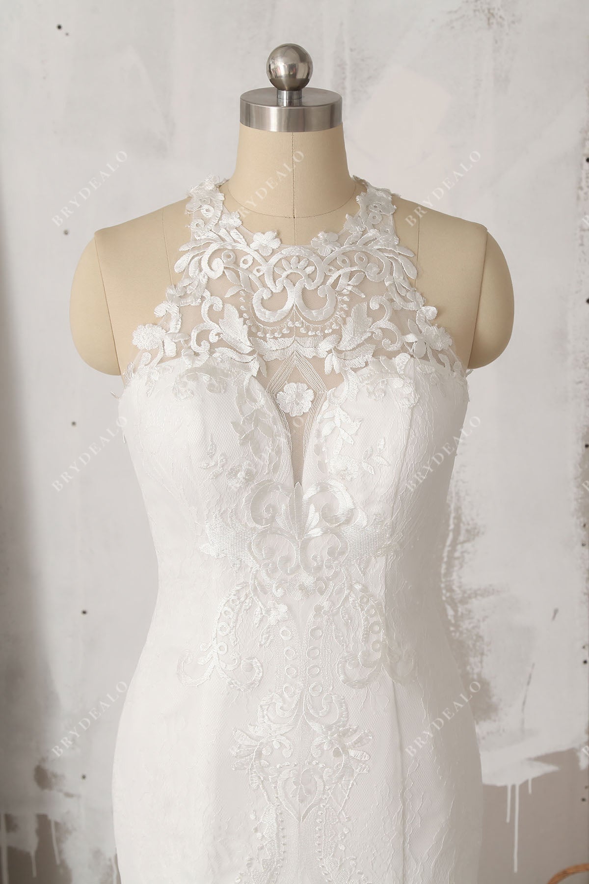 illusion crew neck lace vintage bridal gown