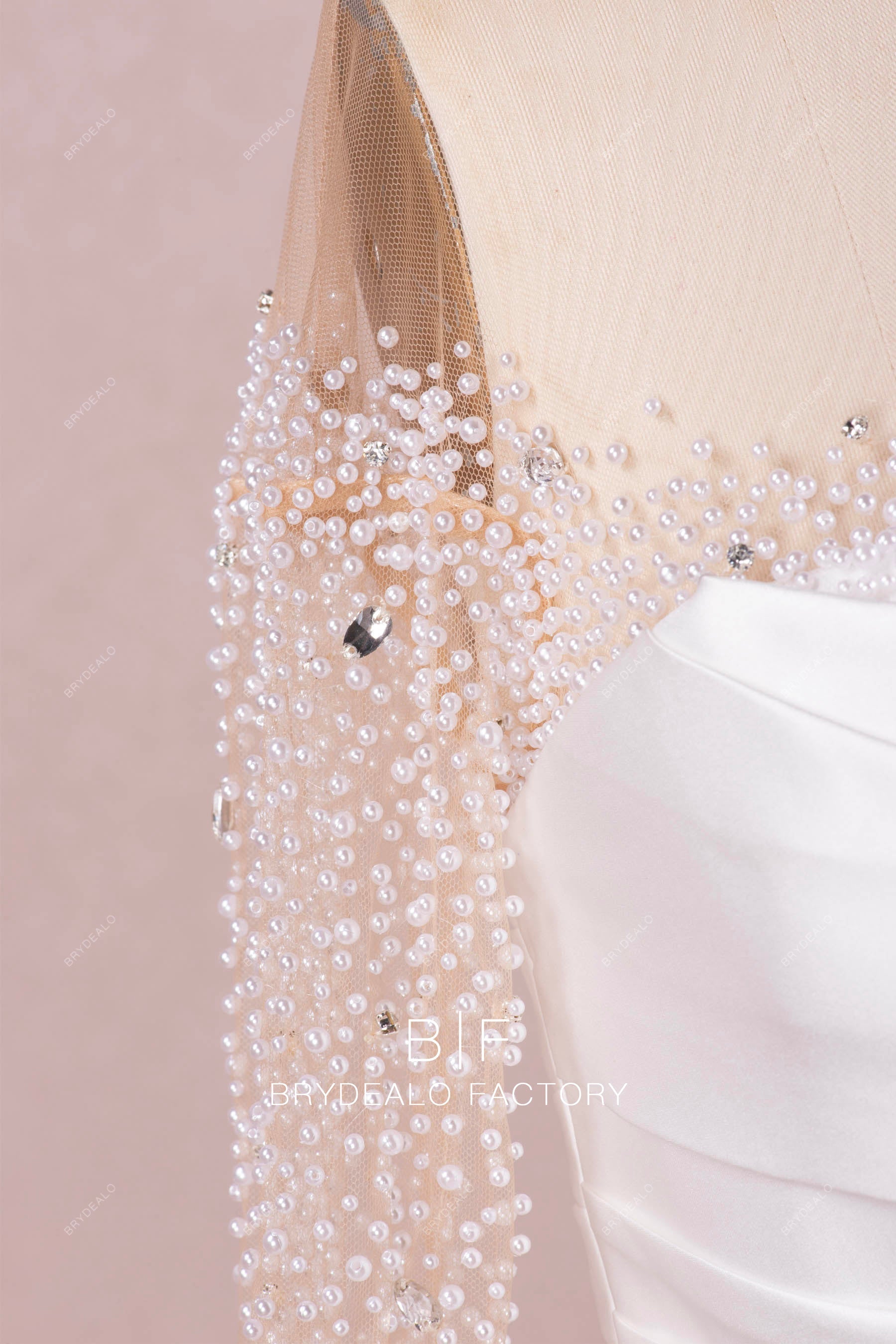 illusion handsewn pearl wedding-dress