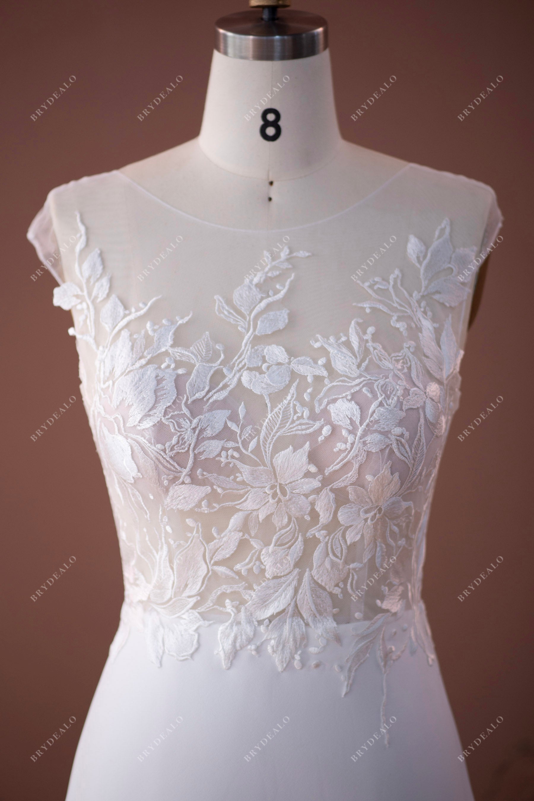 illusion lace cap sleeve spring bridal gown