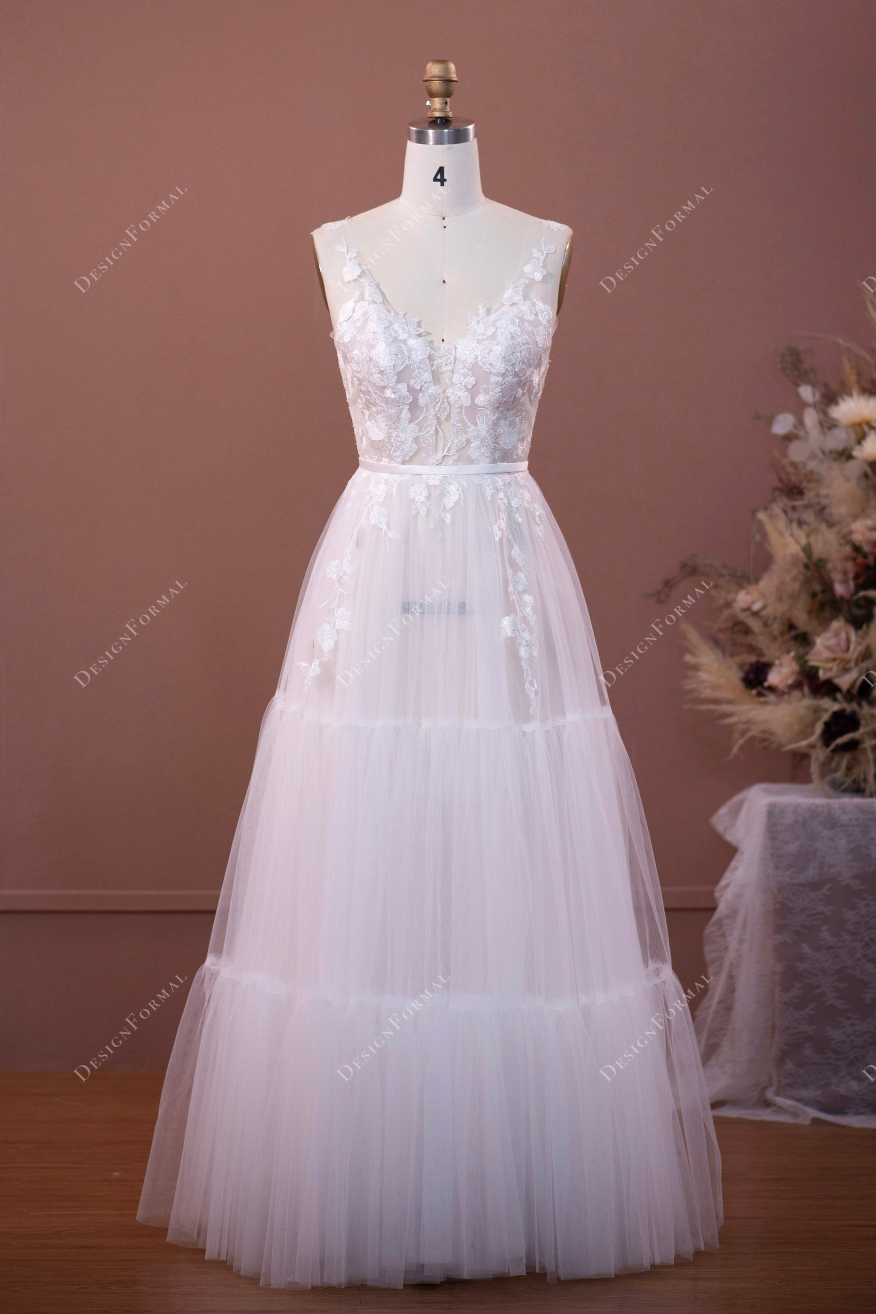 designer lace tulle bridal gown