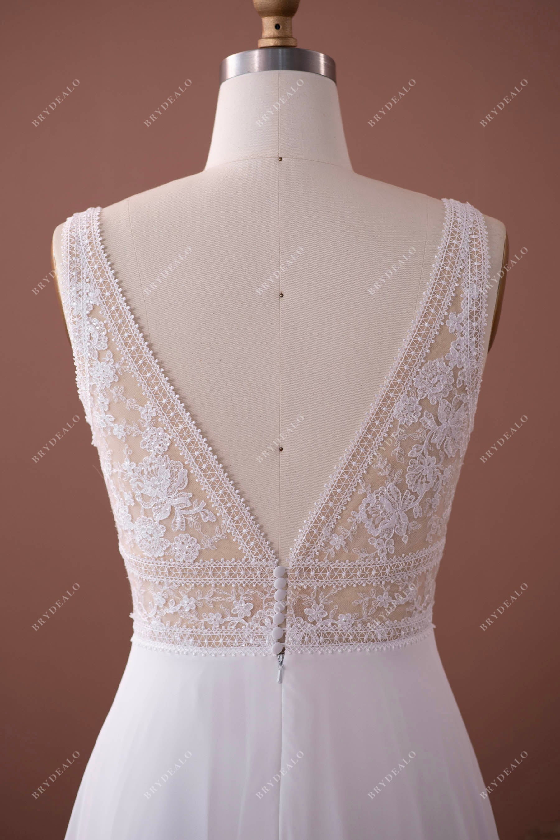 illusion lace v-back spring wedding dress