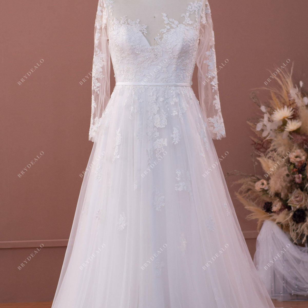 plus size lace illusion dress Designer Lace Plus Size Illusion Neck A-line Wedding Dress