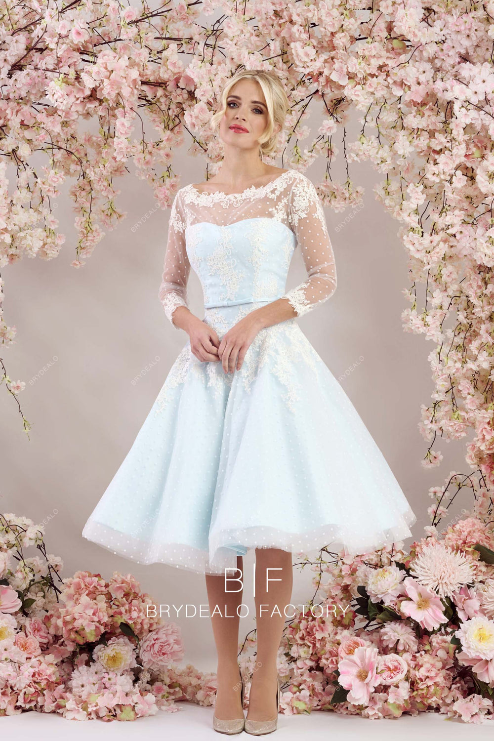 Polka Dot Sleeve Wedding Dress Long Tulle Fun Classic Gown