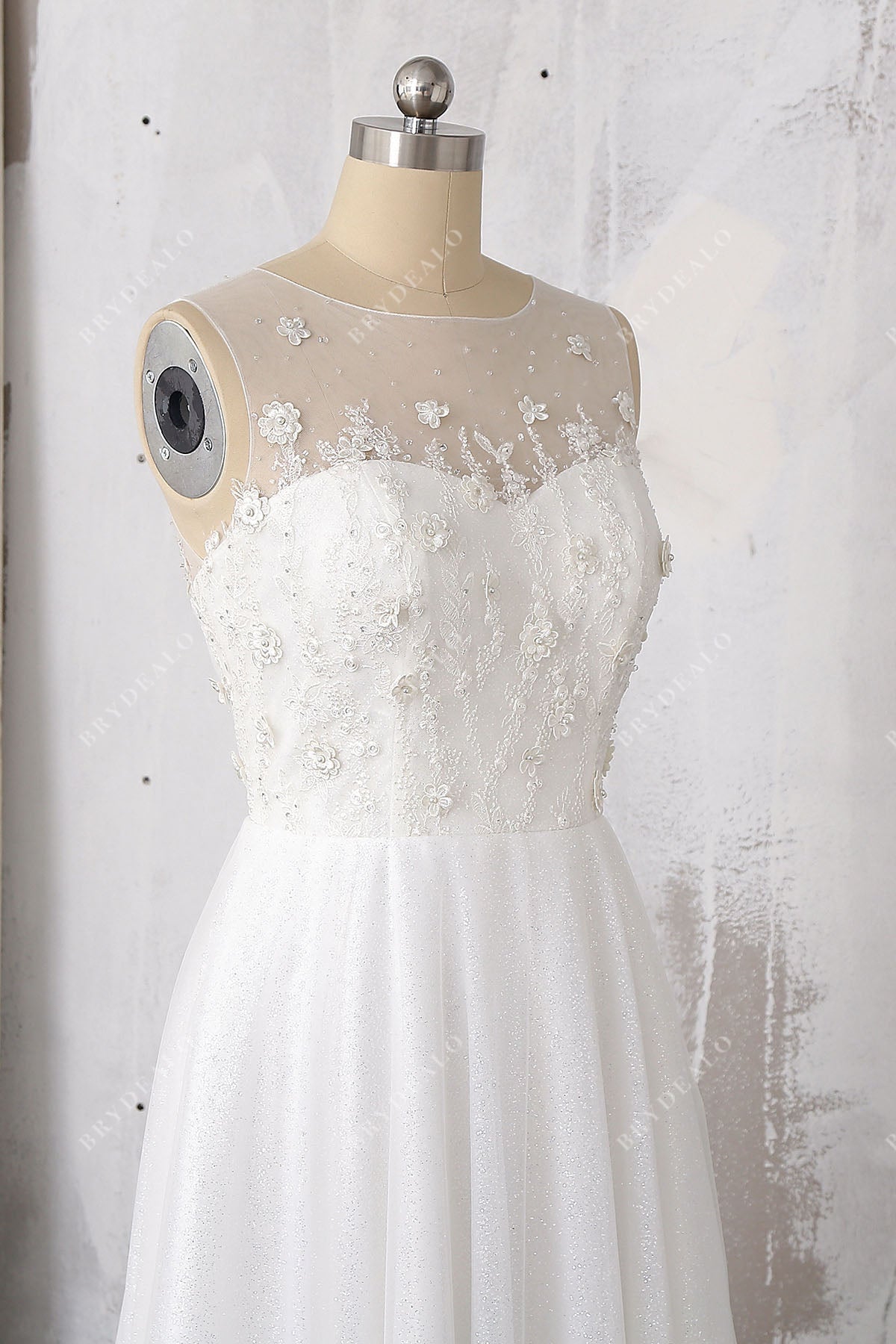 illusion neck glitter fairytale bridal dress