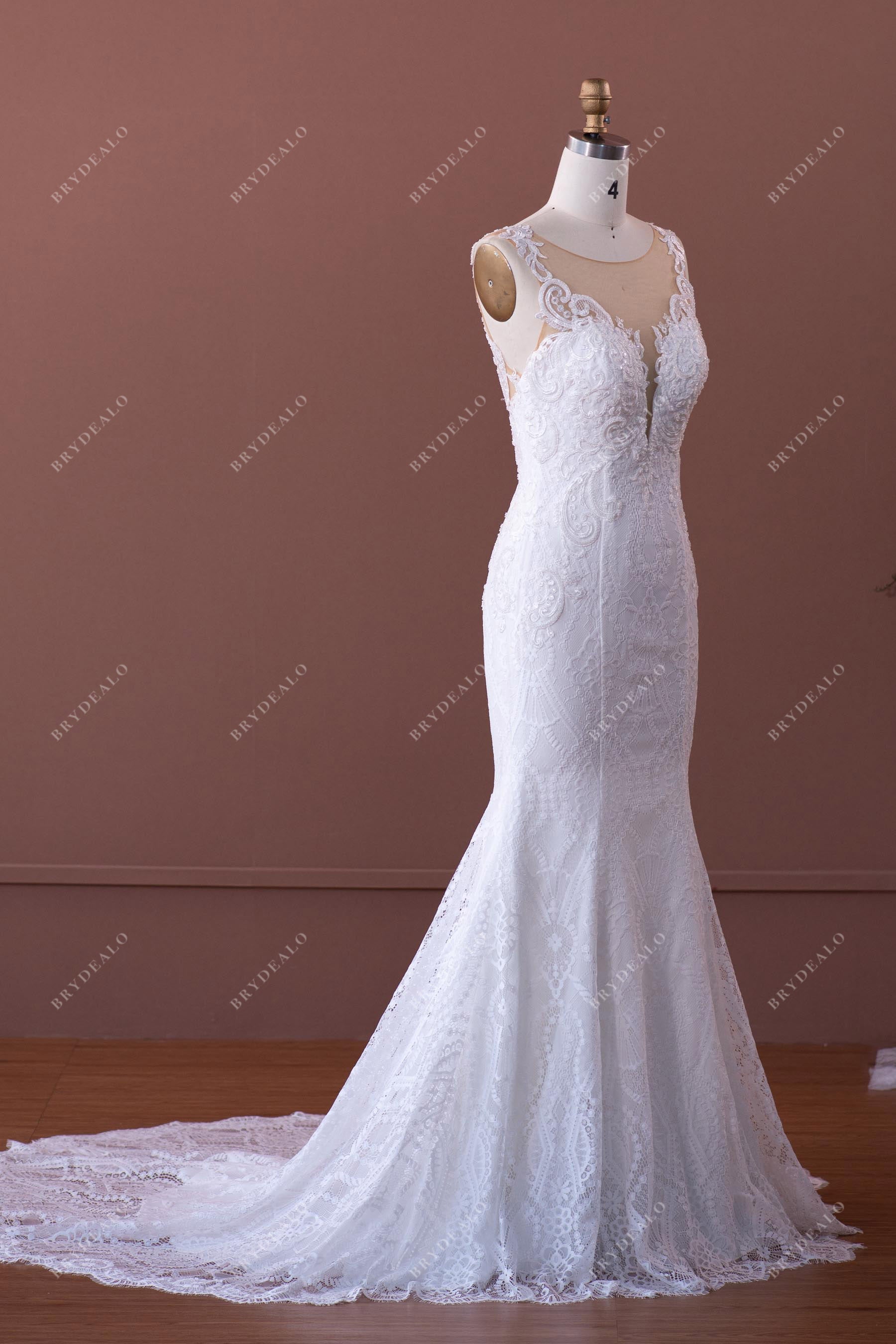 elegant mermaid long train wedding gown