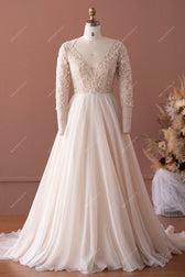 Illusion Lace Floor-length Dress with Half Sleeves Cabernet