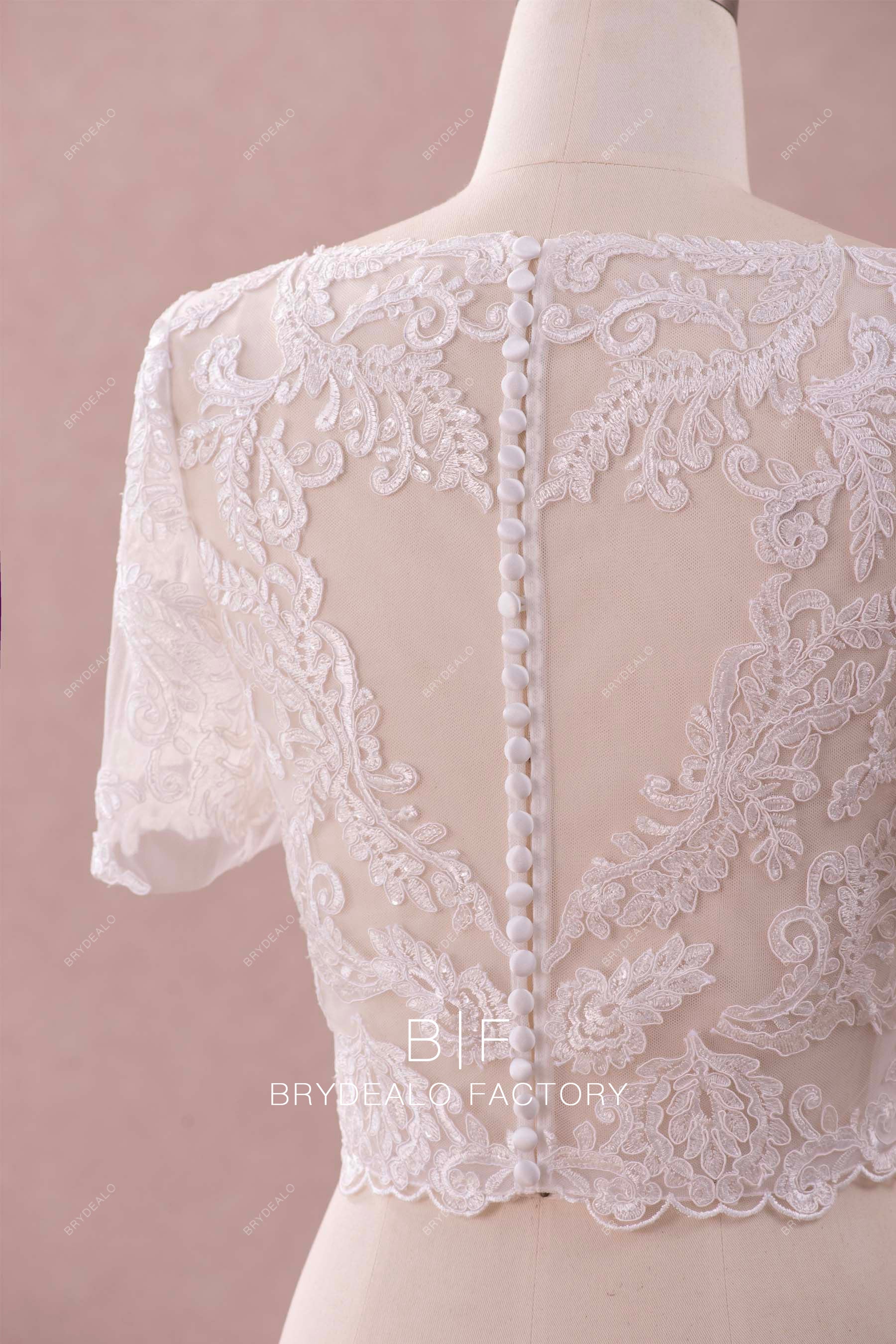 illusion heart-shaped back fashion lace wedding jacket