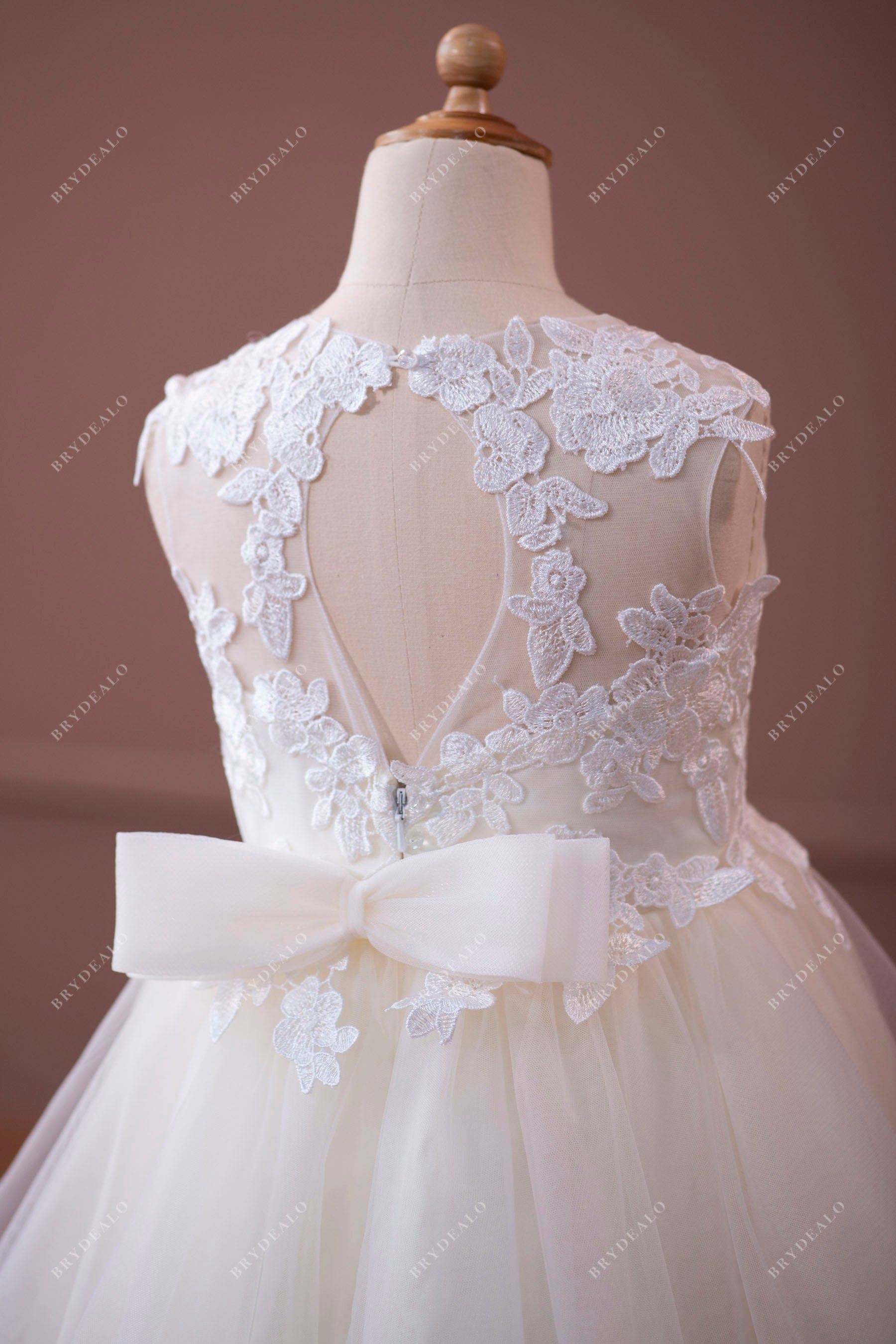 ivory keyhole back flower girl gown for less