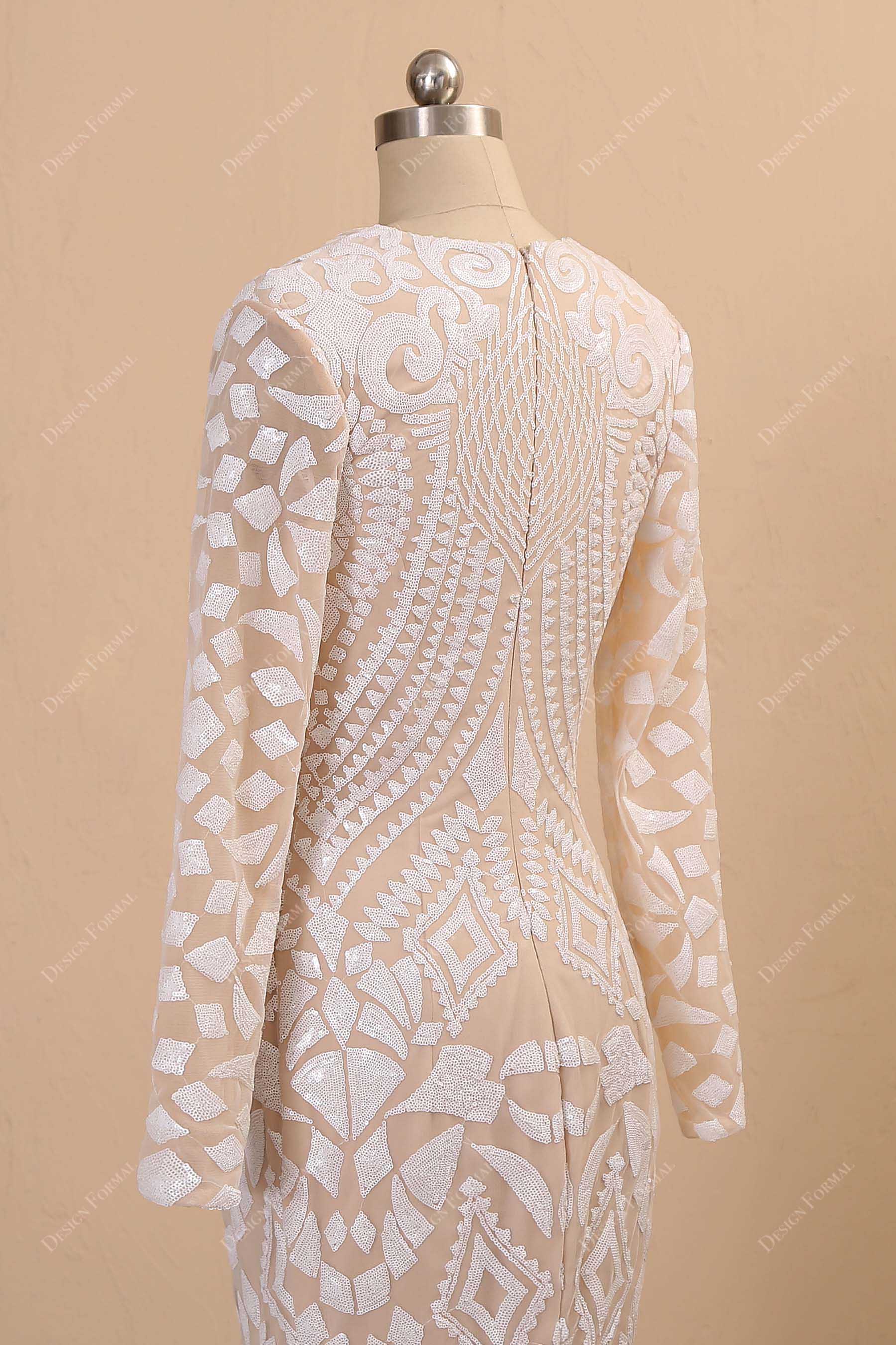 ivory sequin overlaid prom dress