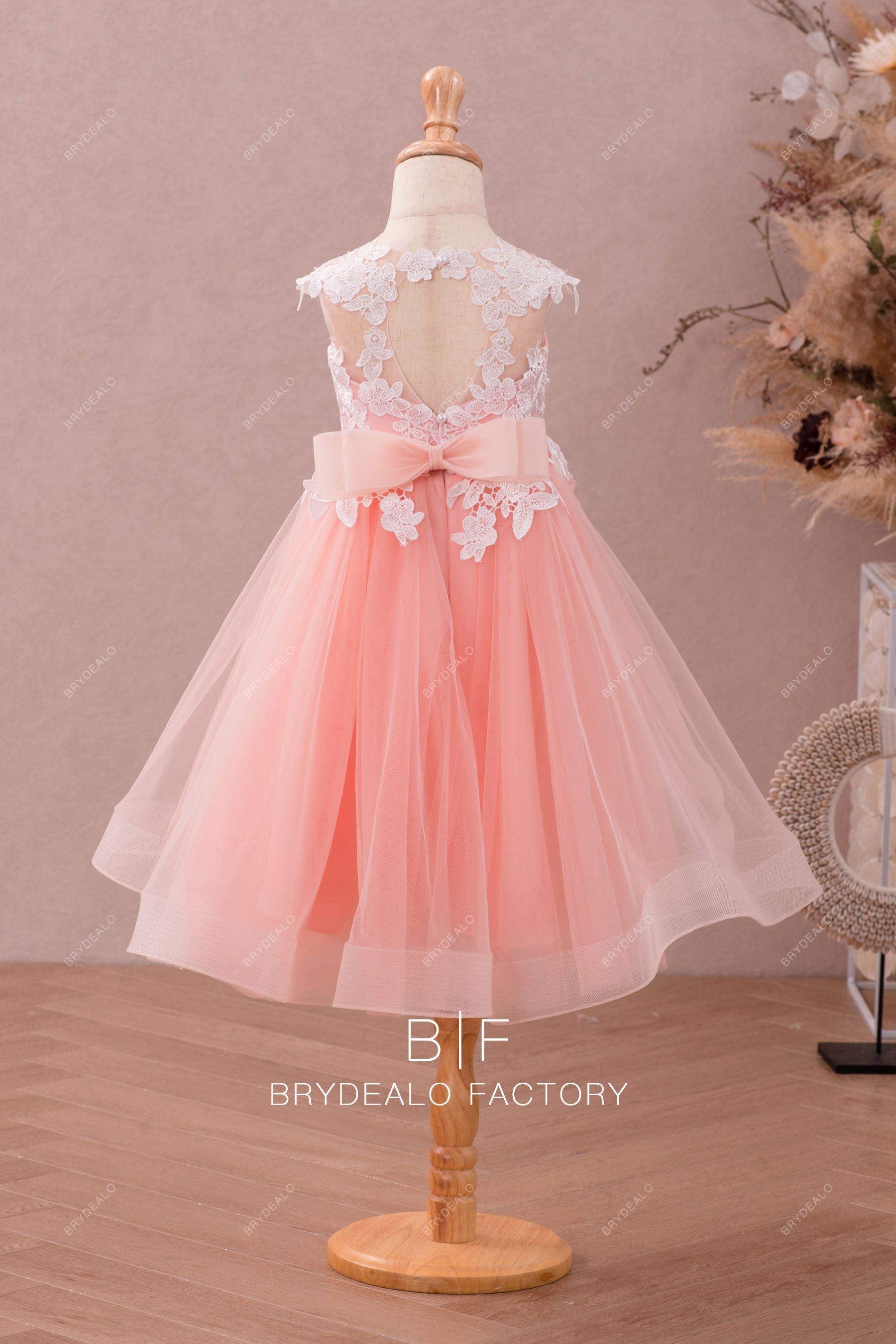 cutout back lace tulle flower girl dress online