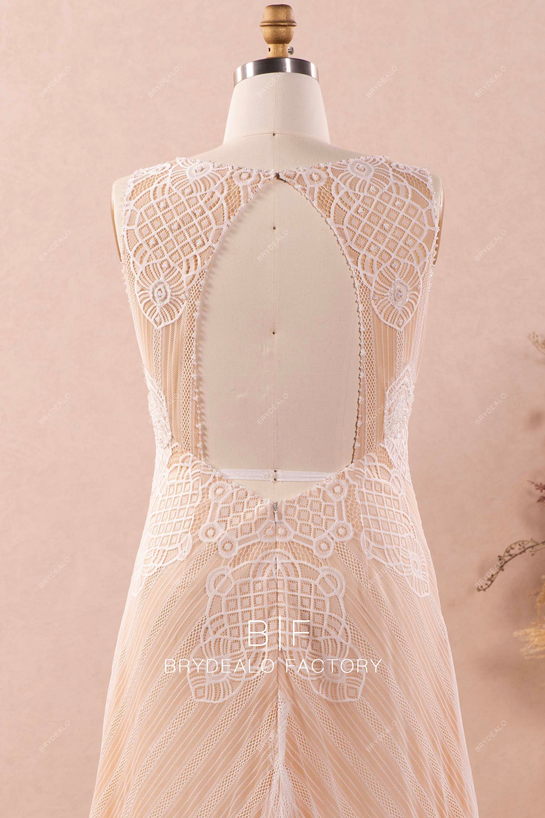 keyhole back lace spring fall wedding dress