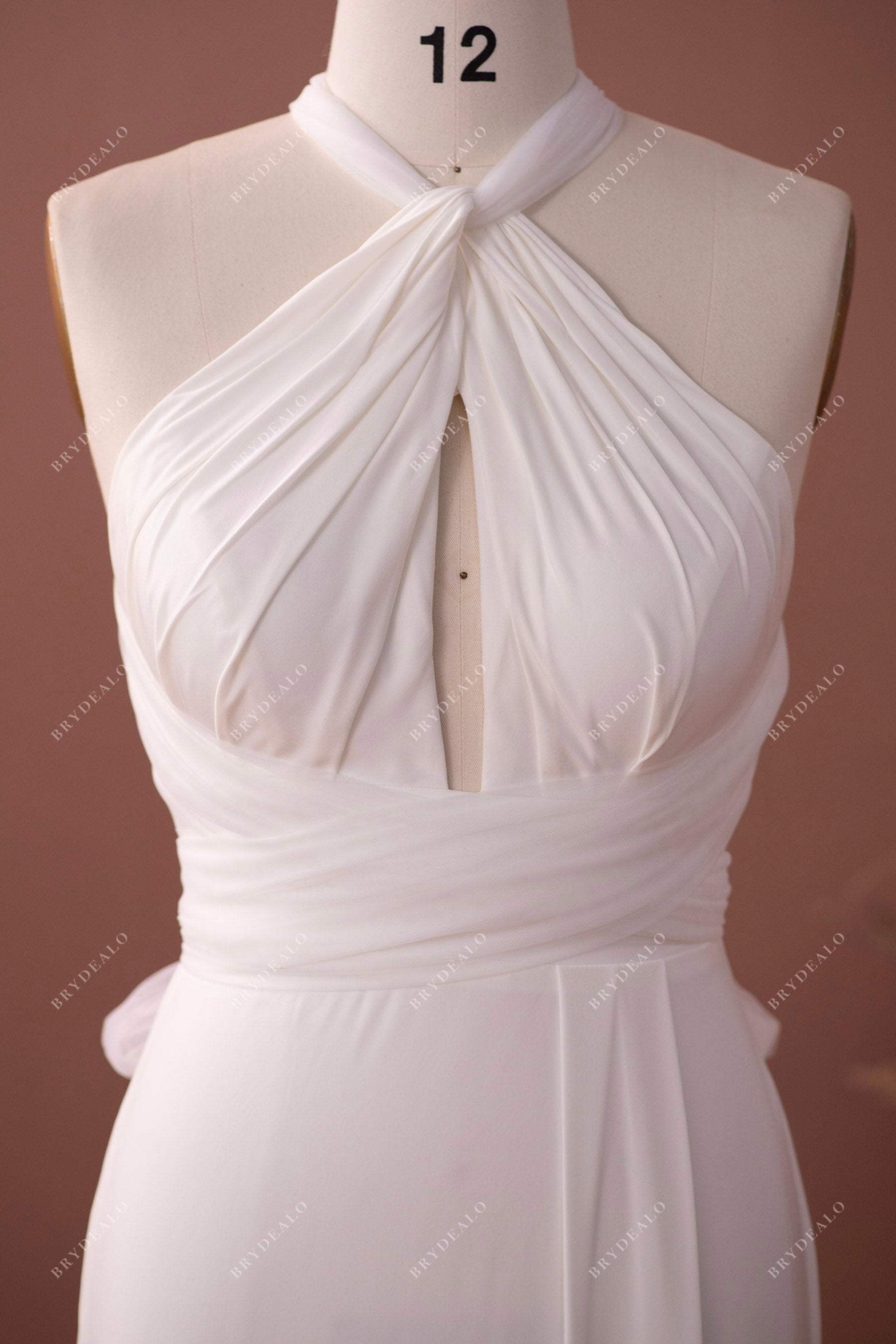 keyhole twisted halter sleeveless city bridal dress