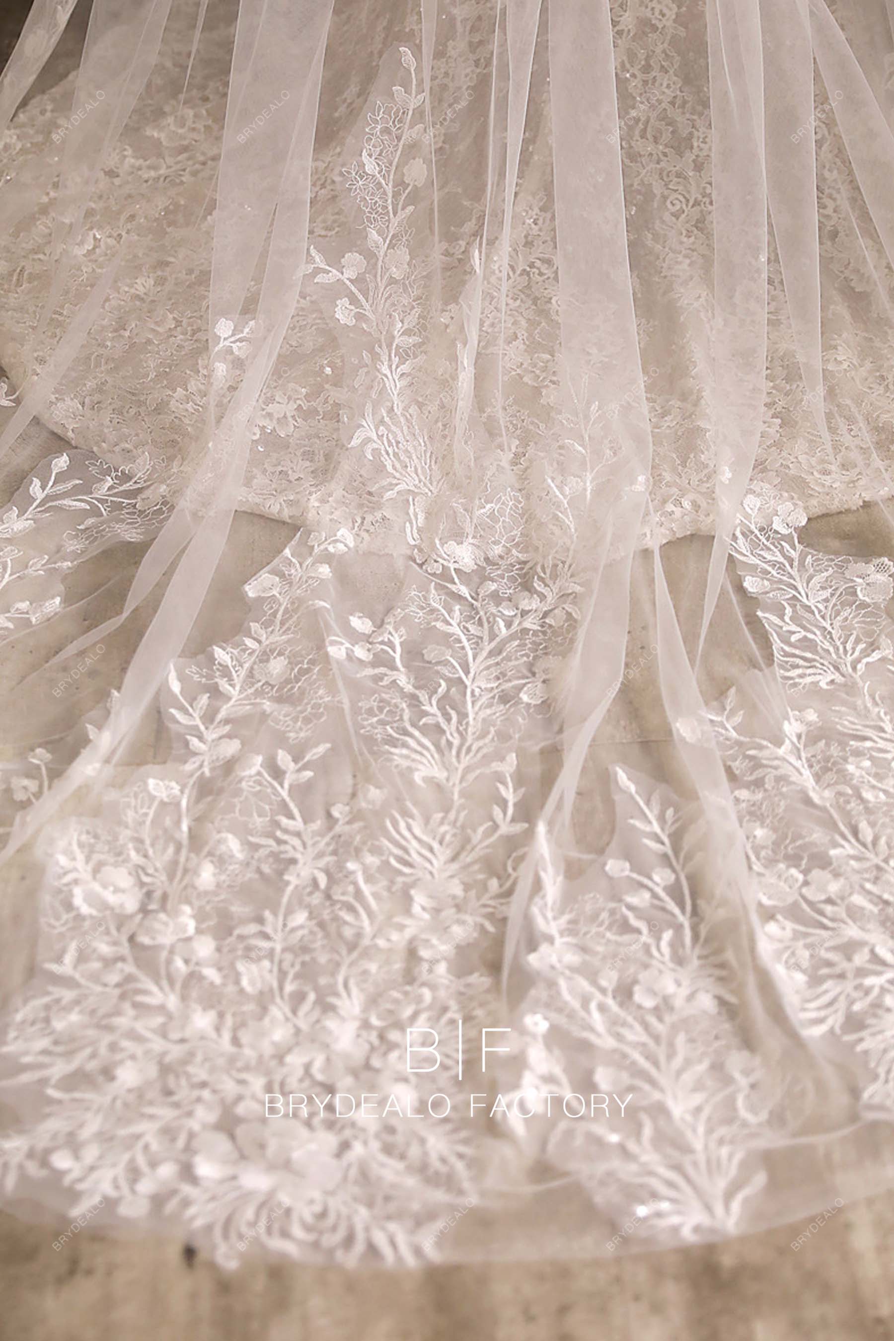Beautiful Wild Lace Tulle Raw Cut Bridal Veil