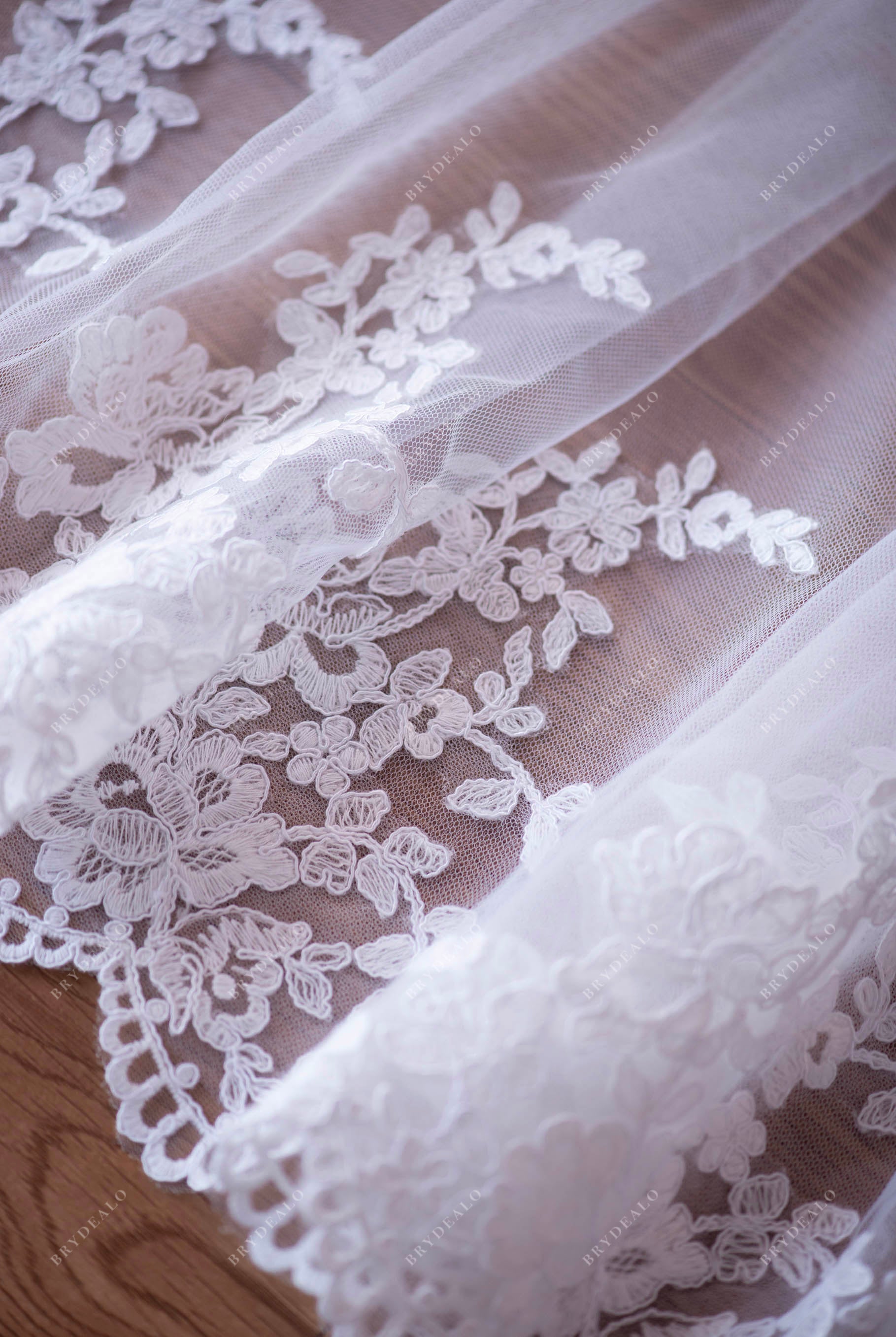 beautiful lace long train wedding overskirt