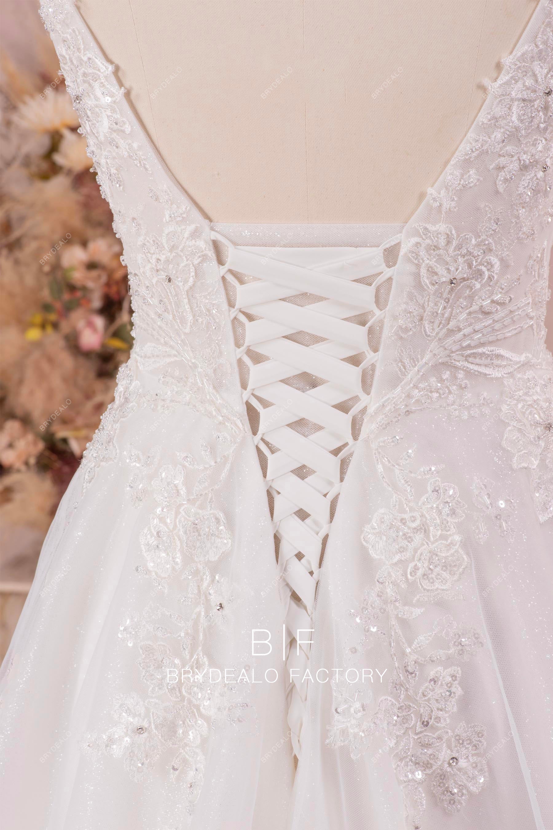 lace up back elegant wedding dress for sale