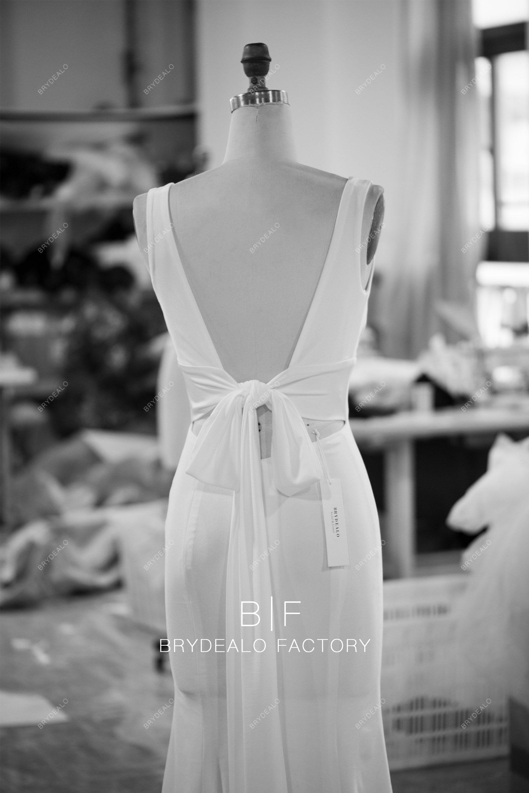 custom sleeveless open back informal wedding dress