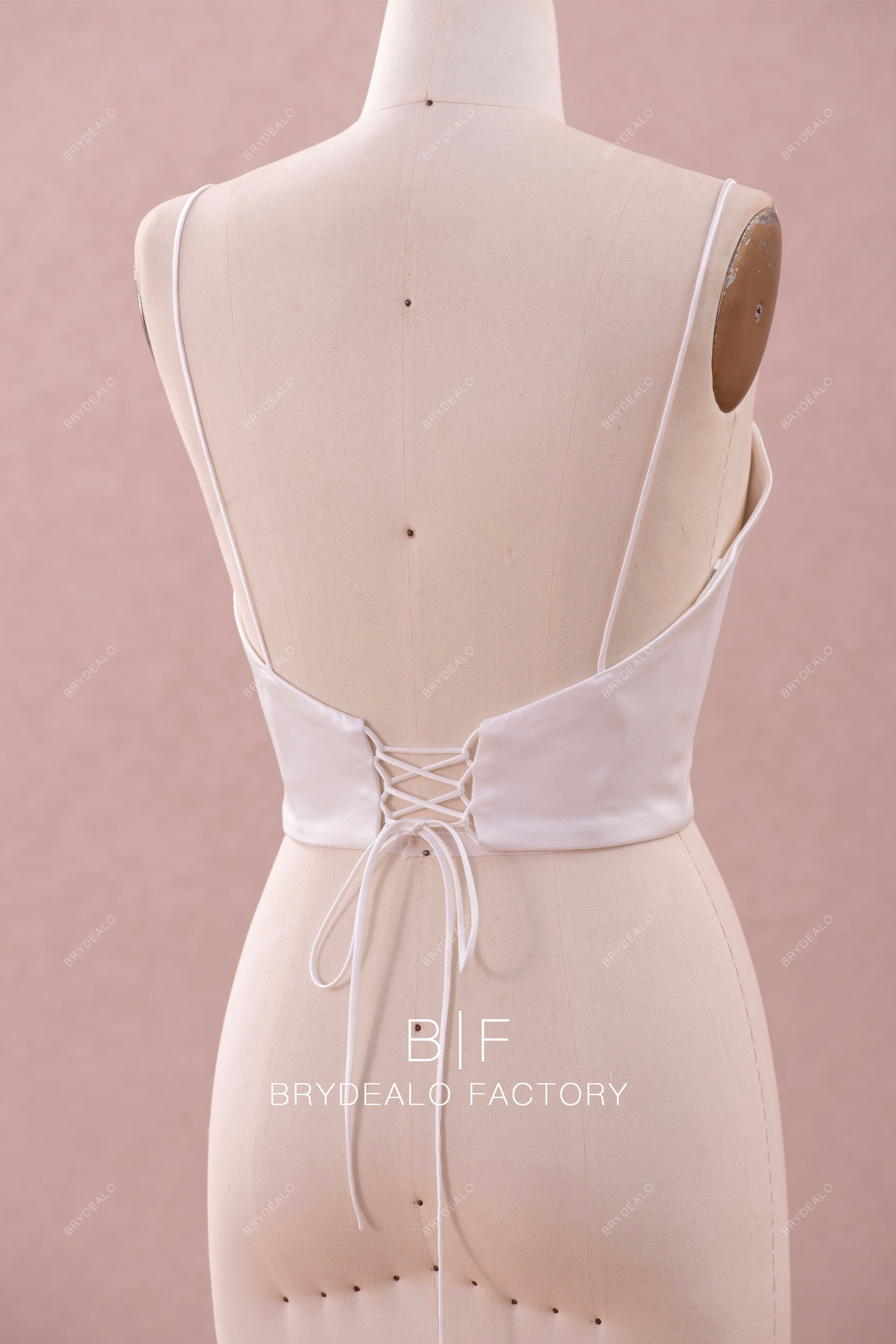lace up open back white bridal bustier
