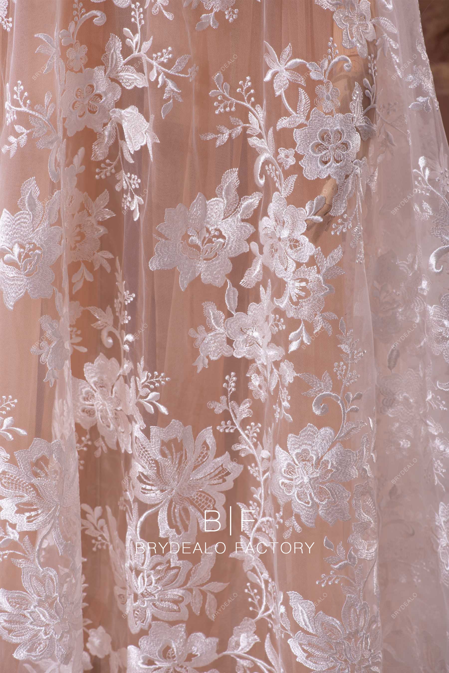 Romantic Embroidery Flower Lace Fabric Online