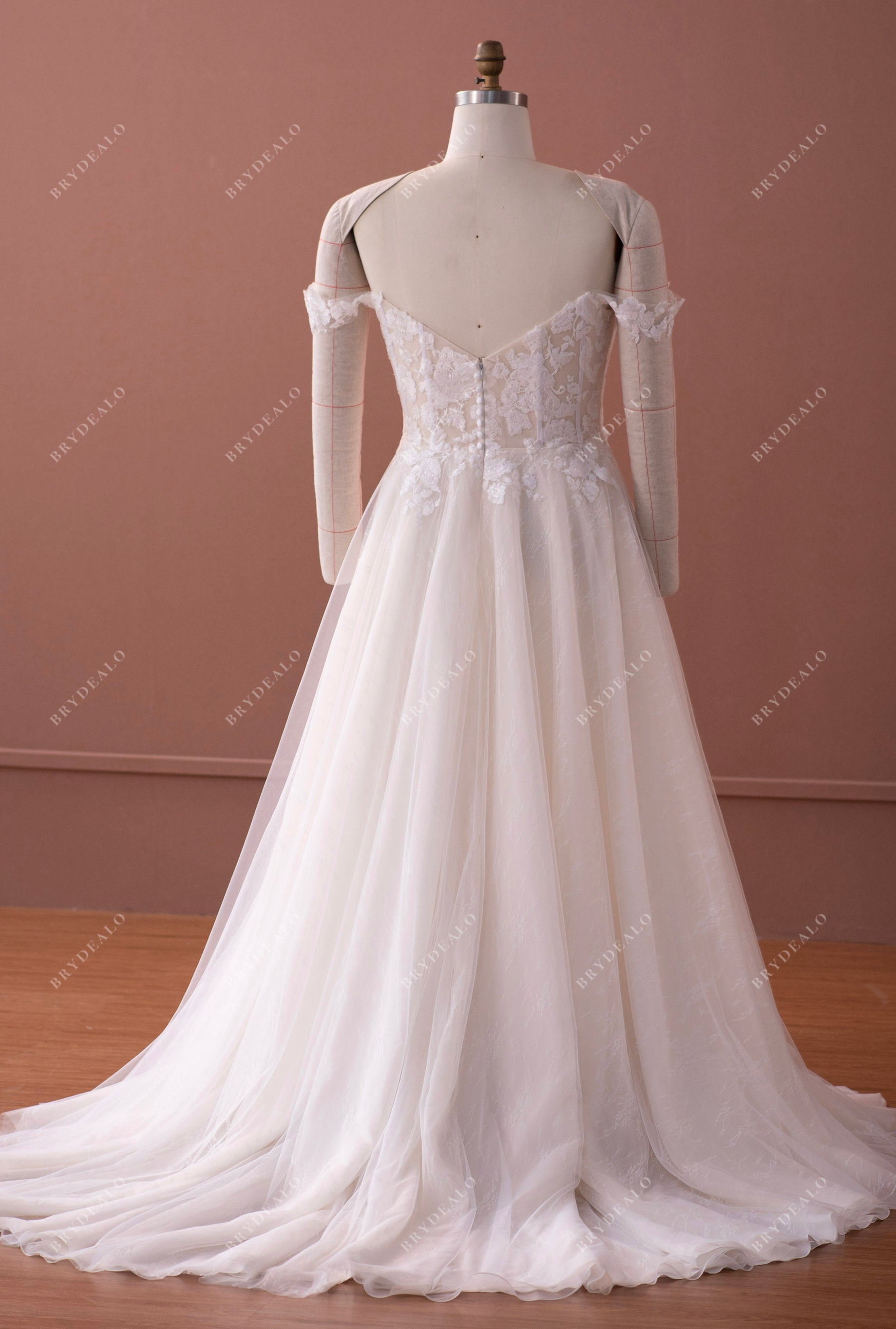 medium-length train A-line Country wedding gown