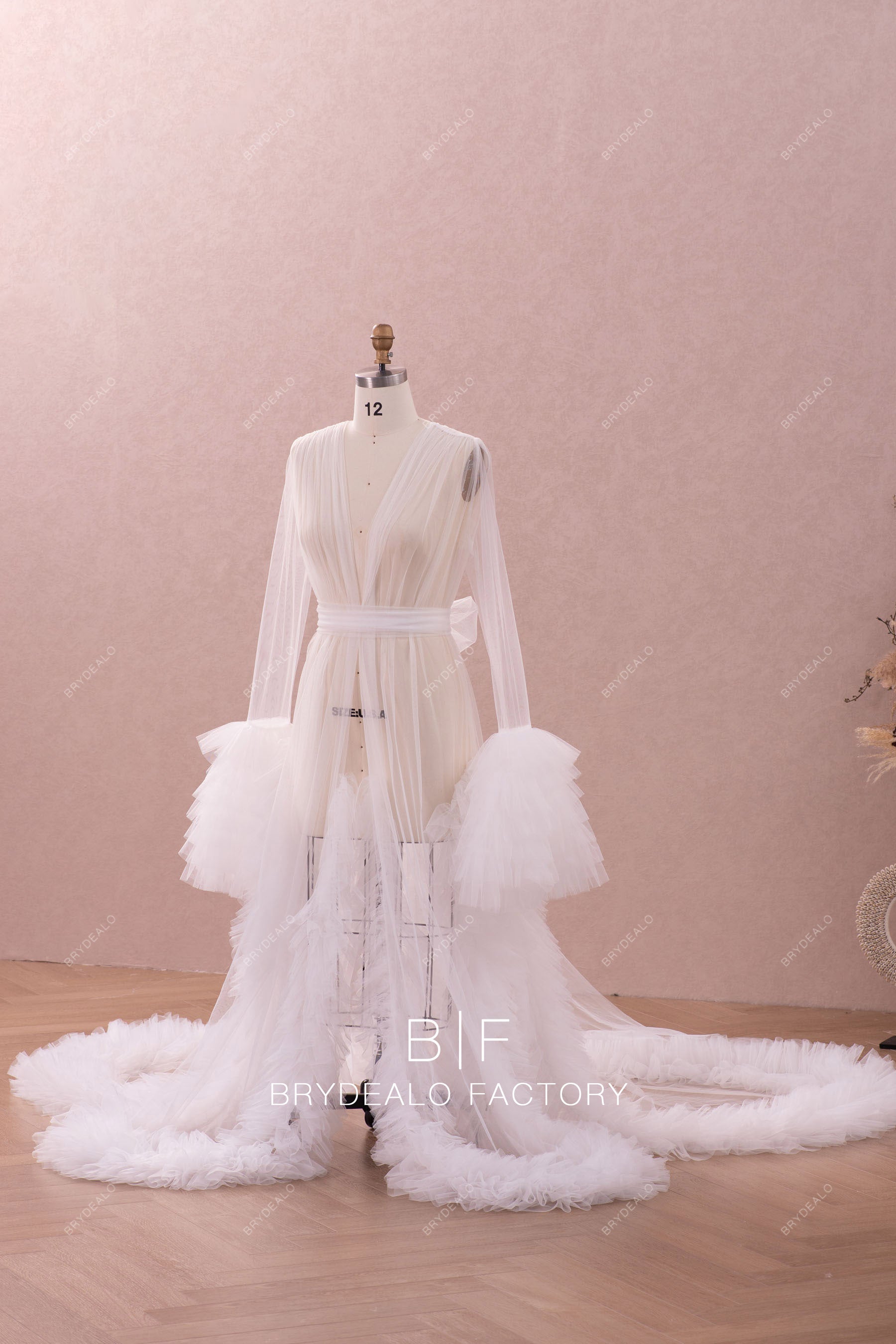 long bell sleeves soft tulle Photoshoot Robe