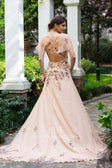 Boho Colored Flower Lace Fit and Flare Spring Fall Wedding Dress
