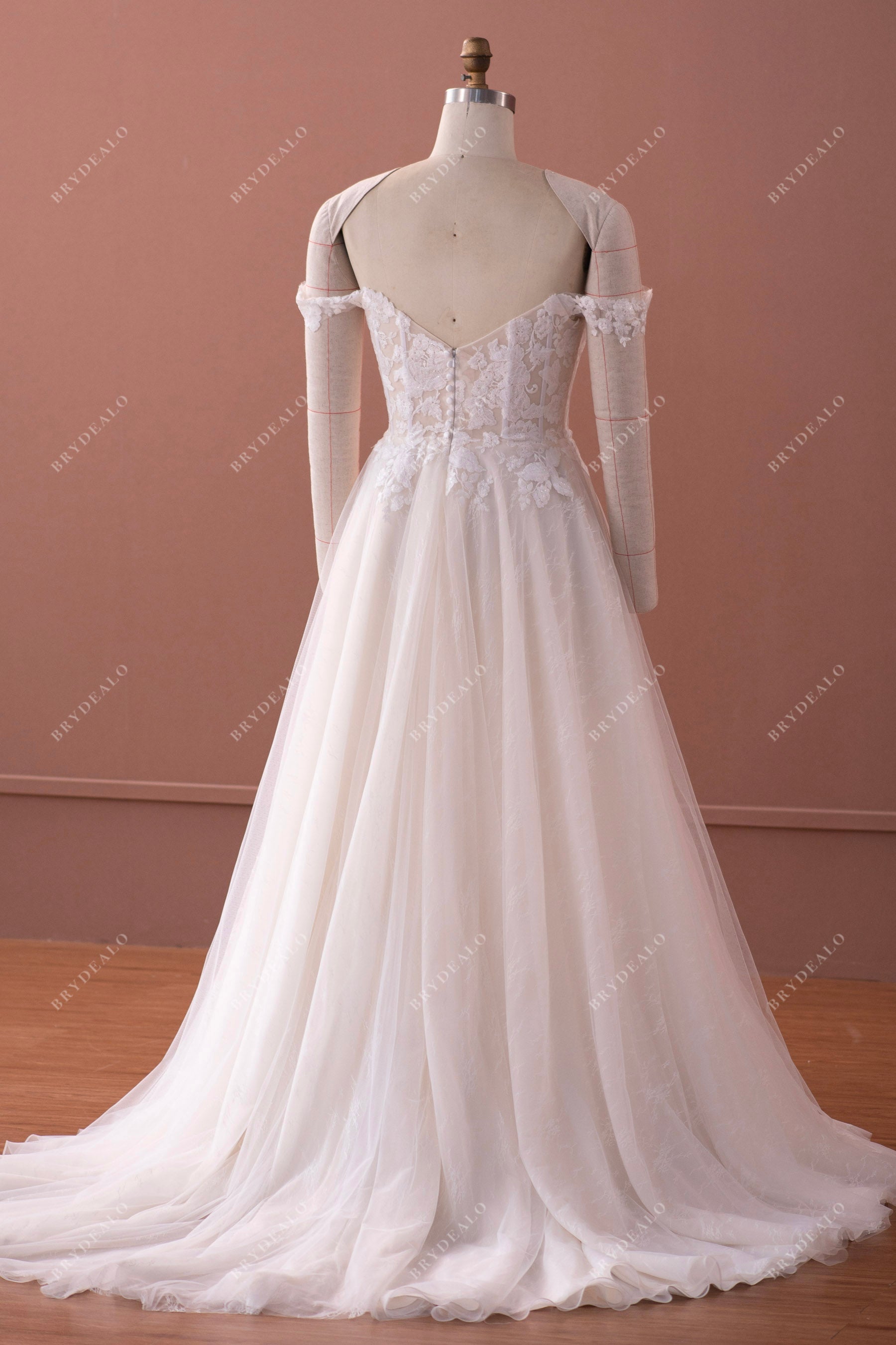 A-line court train stylish lace bridal gown