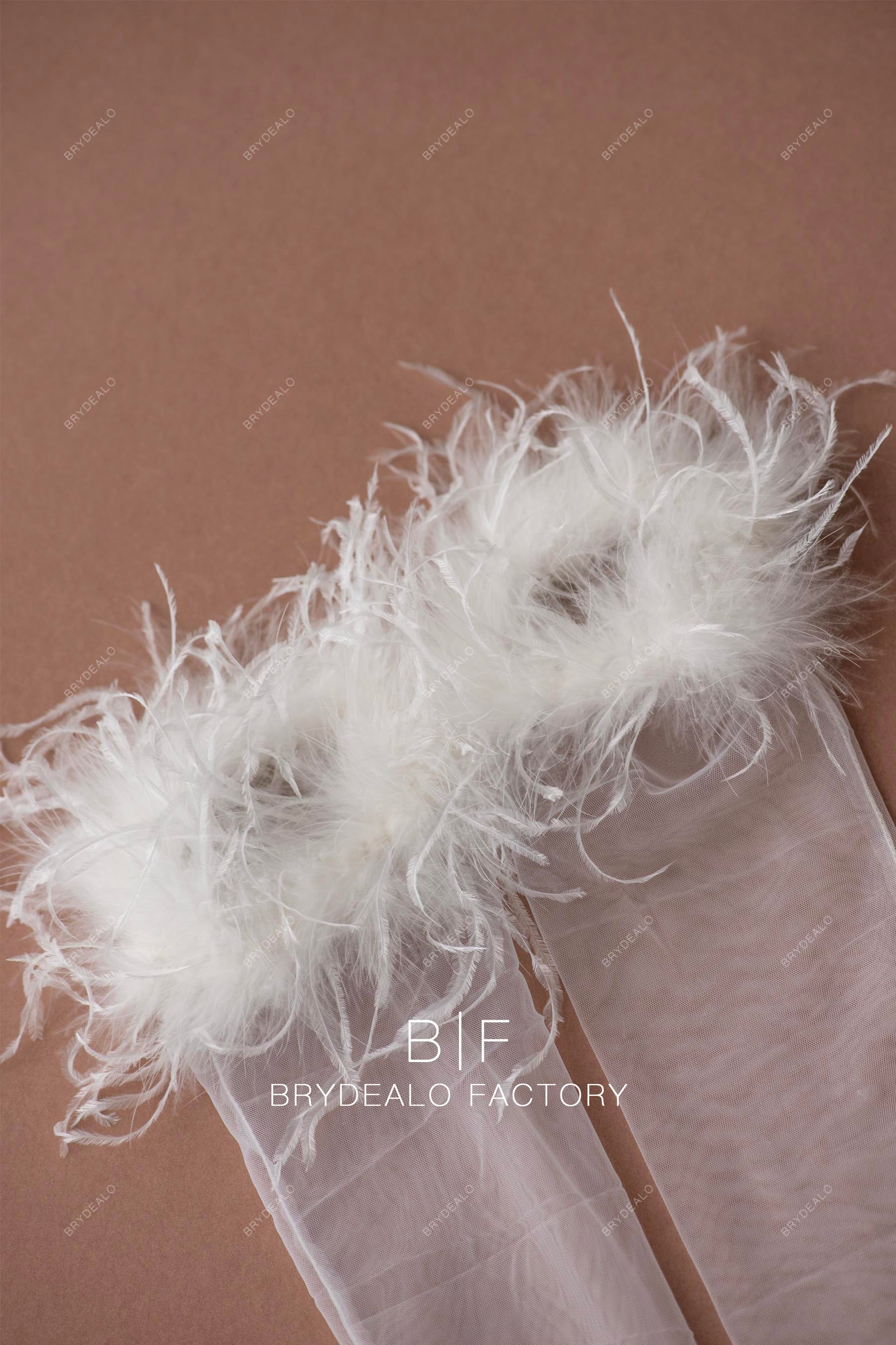 best long ostrich feather bridal gloves online