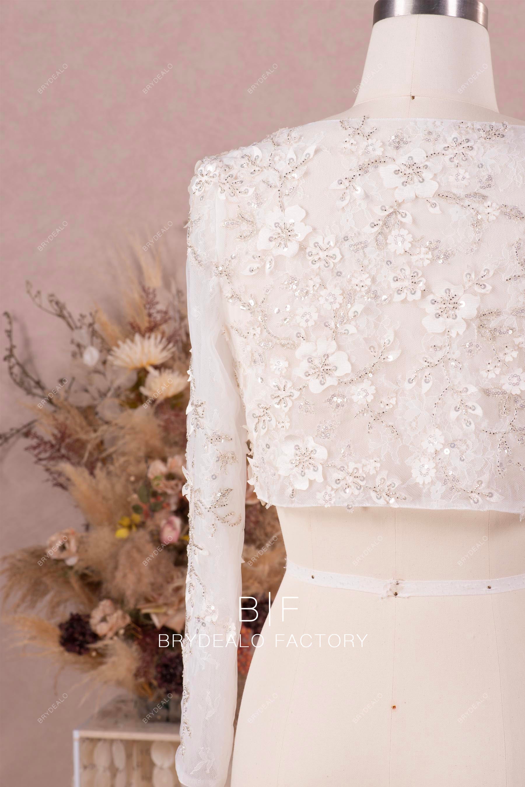 long sleeve bridal bolero online for sale