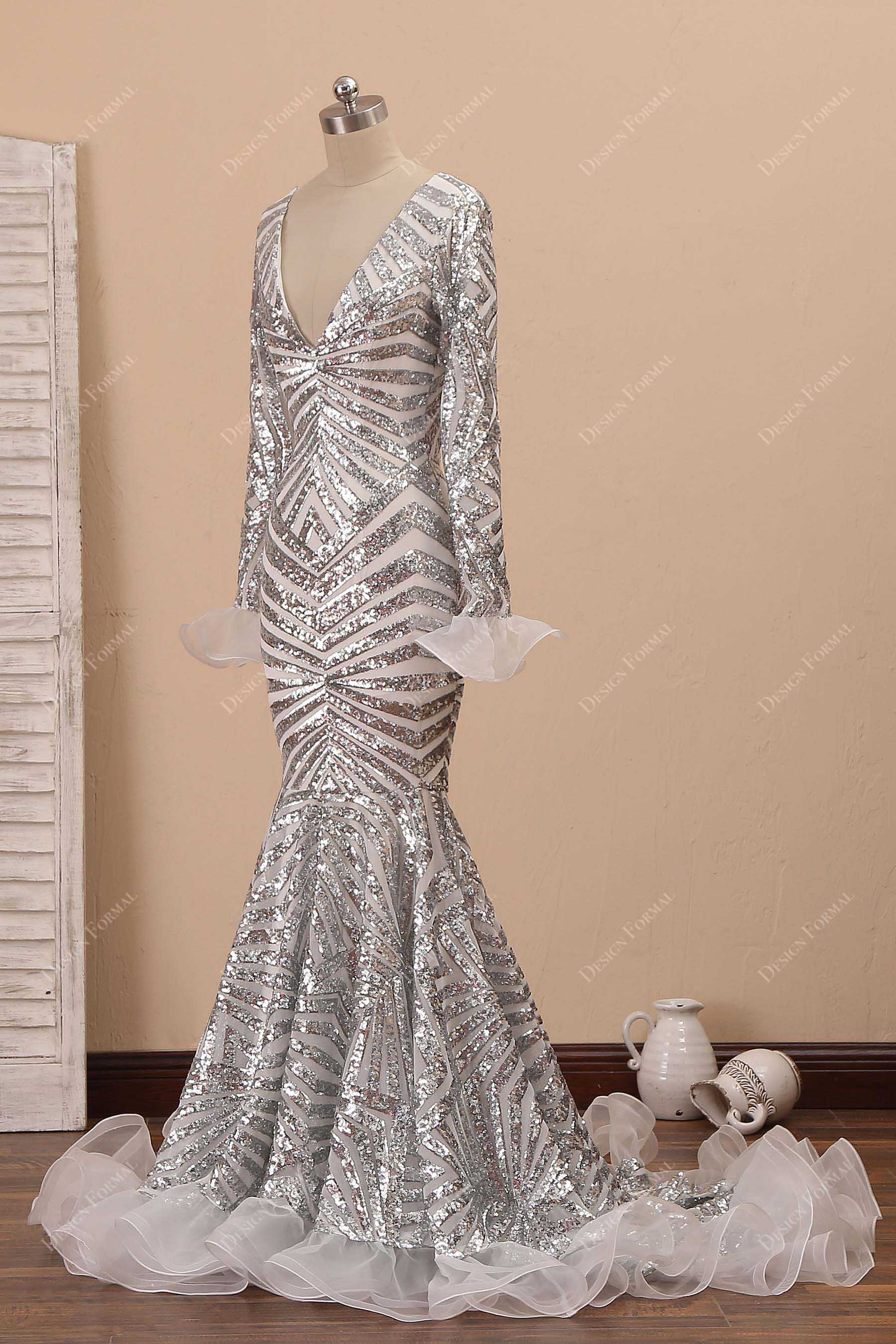 long sleeve mermaid prom dress