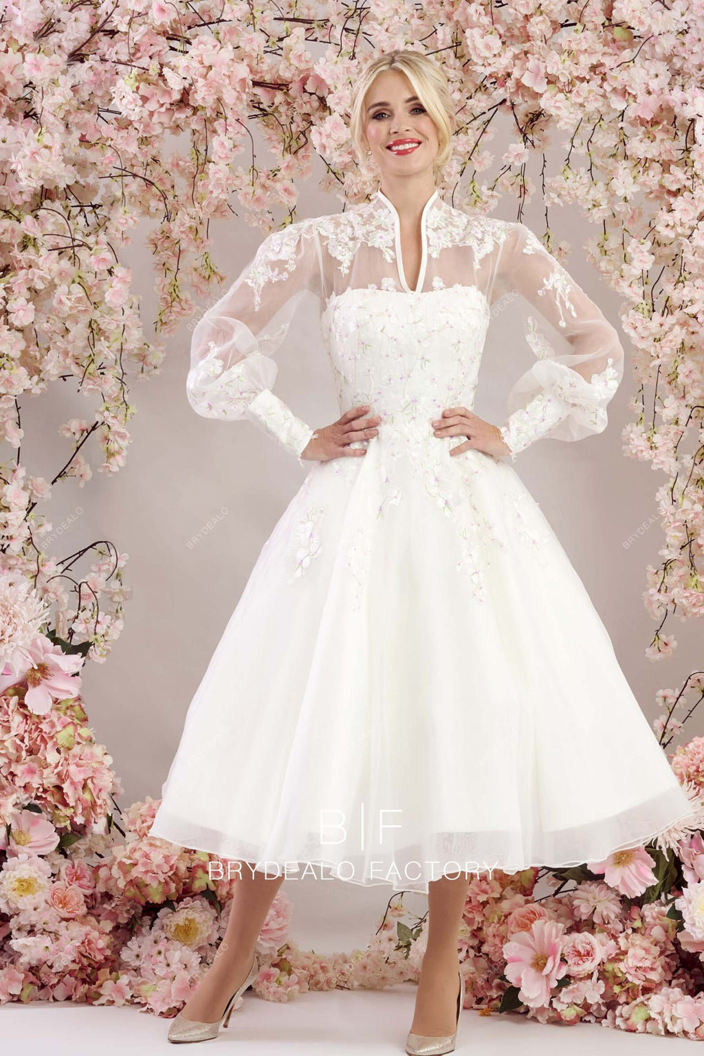 white short puffy dress Simple Wedding with Sleeves , Emily Dress Off-white / 8 thanks to an airy crinkle Cute white long sleeve taffeta