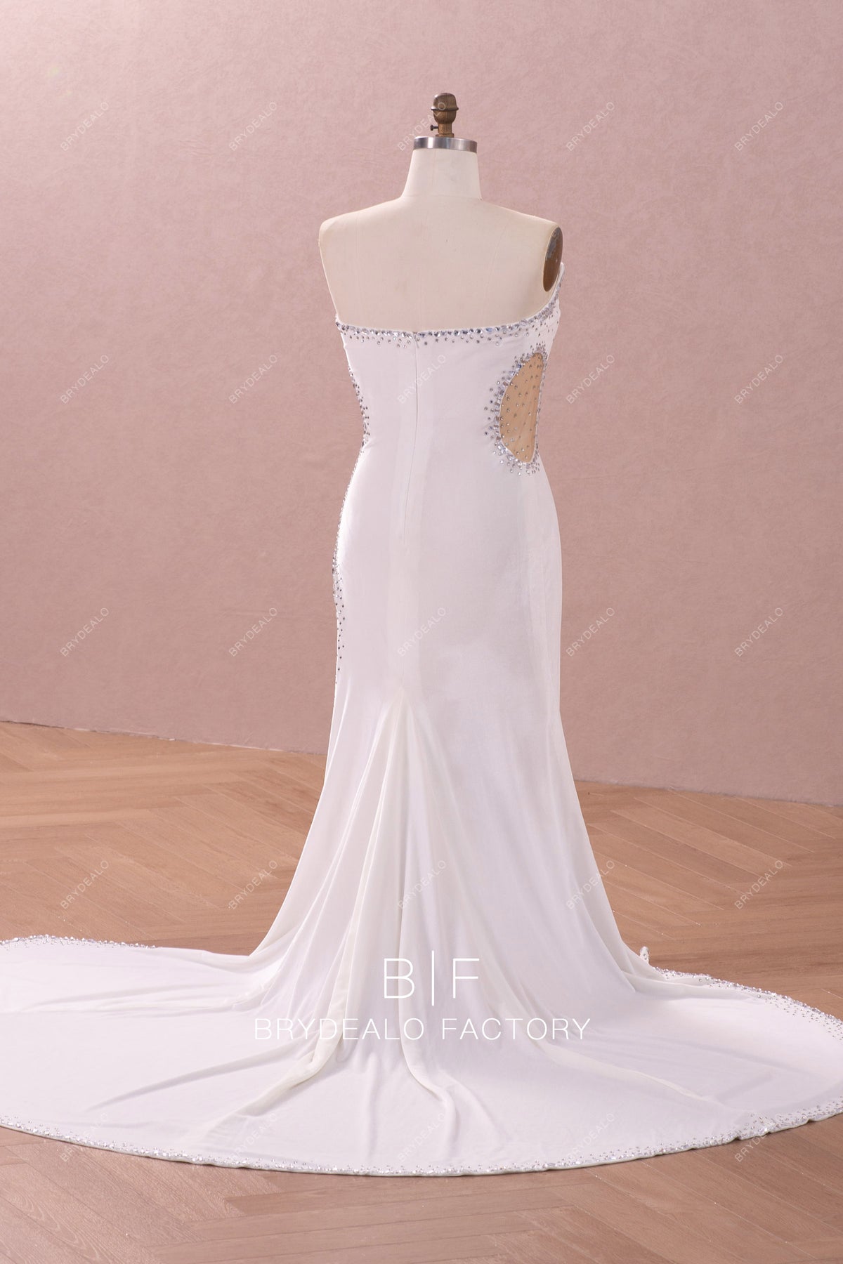 Strapless Mermaid Velvet Dress with Sweep Train Ivory Plus Size main image 1