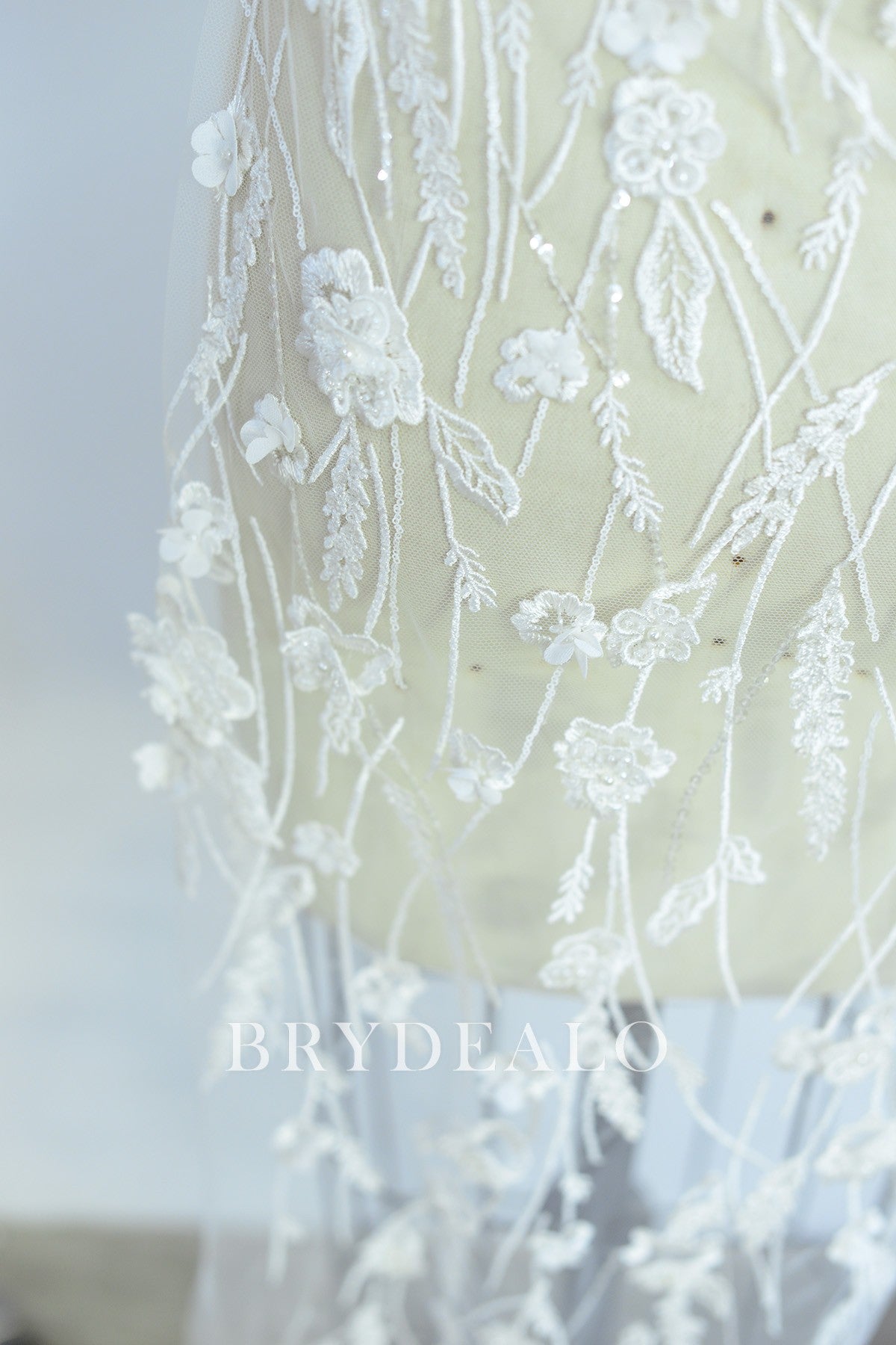 Best Shimmery Beaded 3D Flower Bridal Lace Online