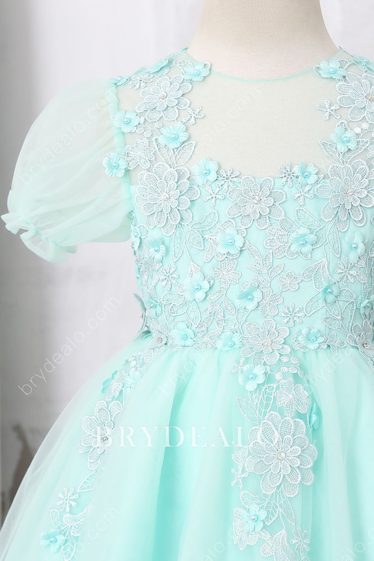 3D flowers lace flower girl dress for sale