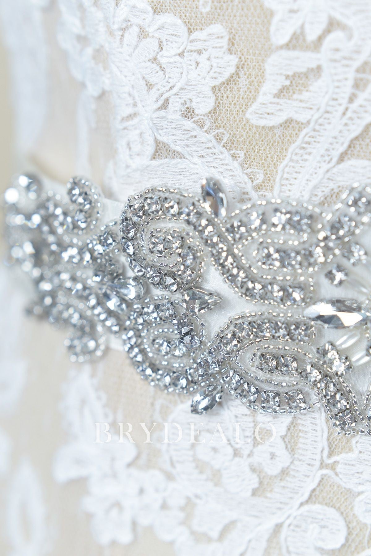 Designer Rhinestones Pearls Bridal Sash