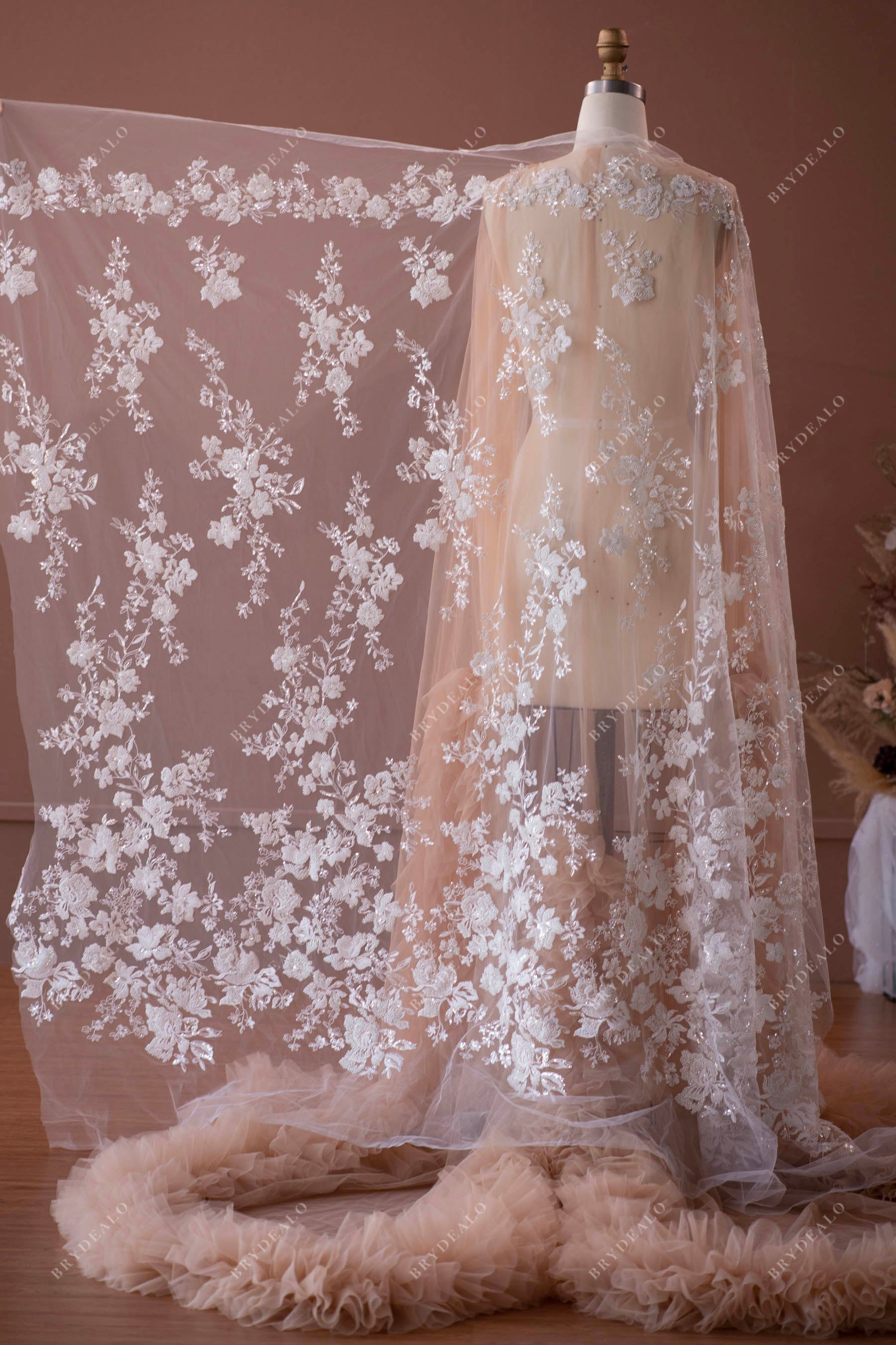 luxury beaded flower lace fabric online