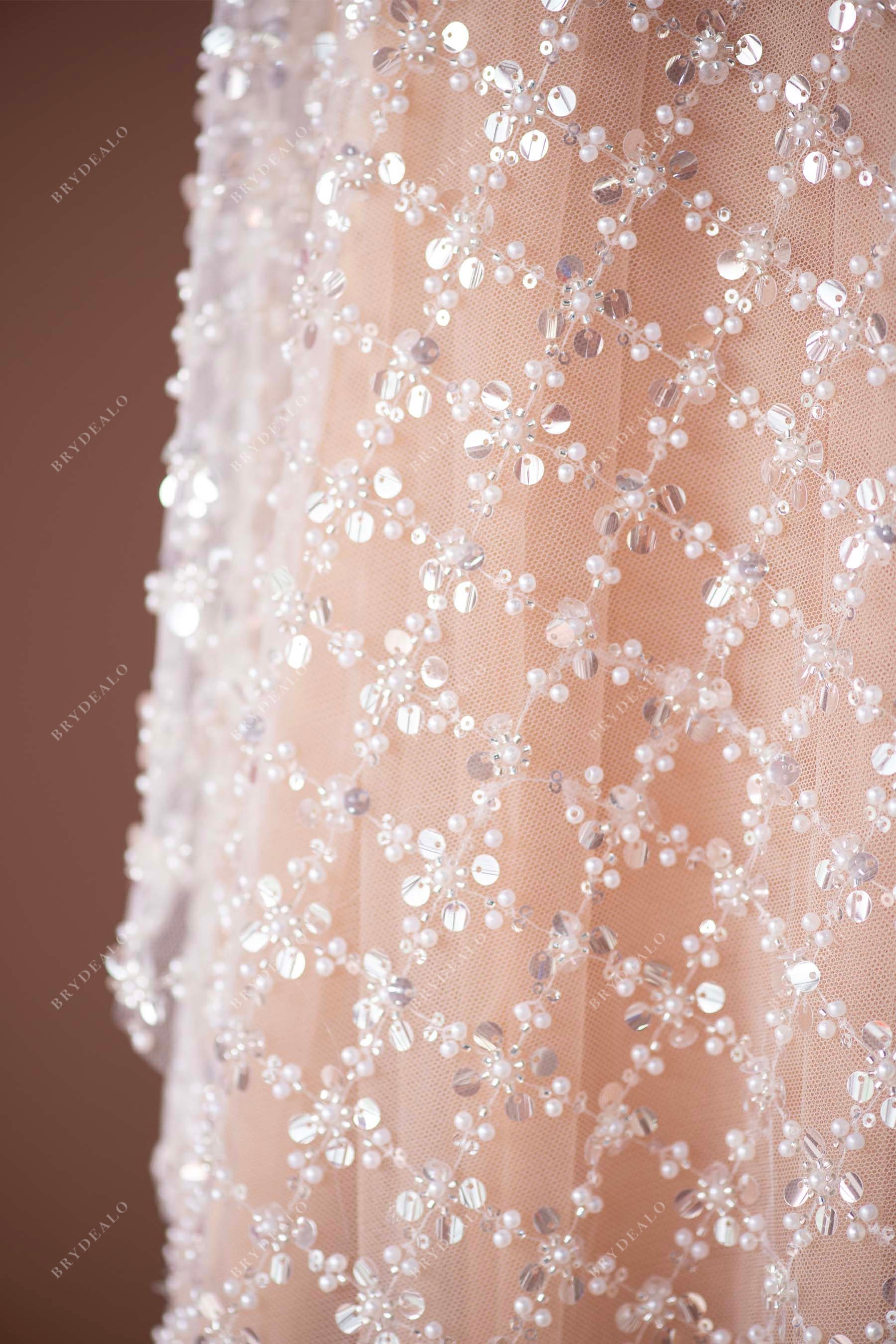luxury rhombus sparkly bridal lace fabric online