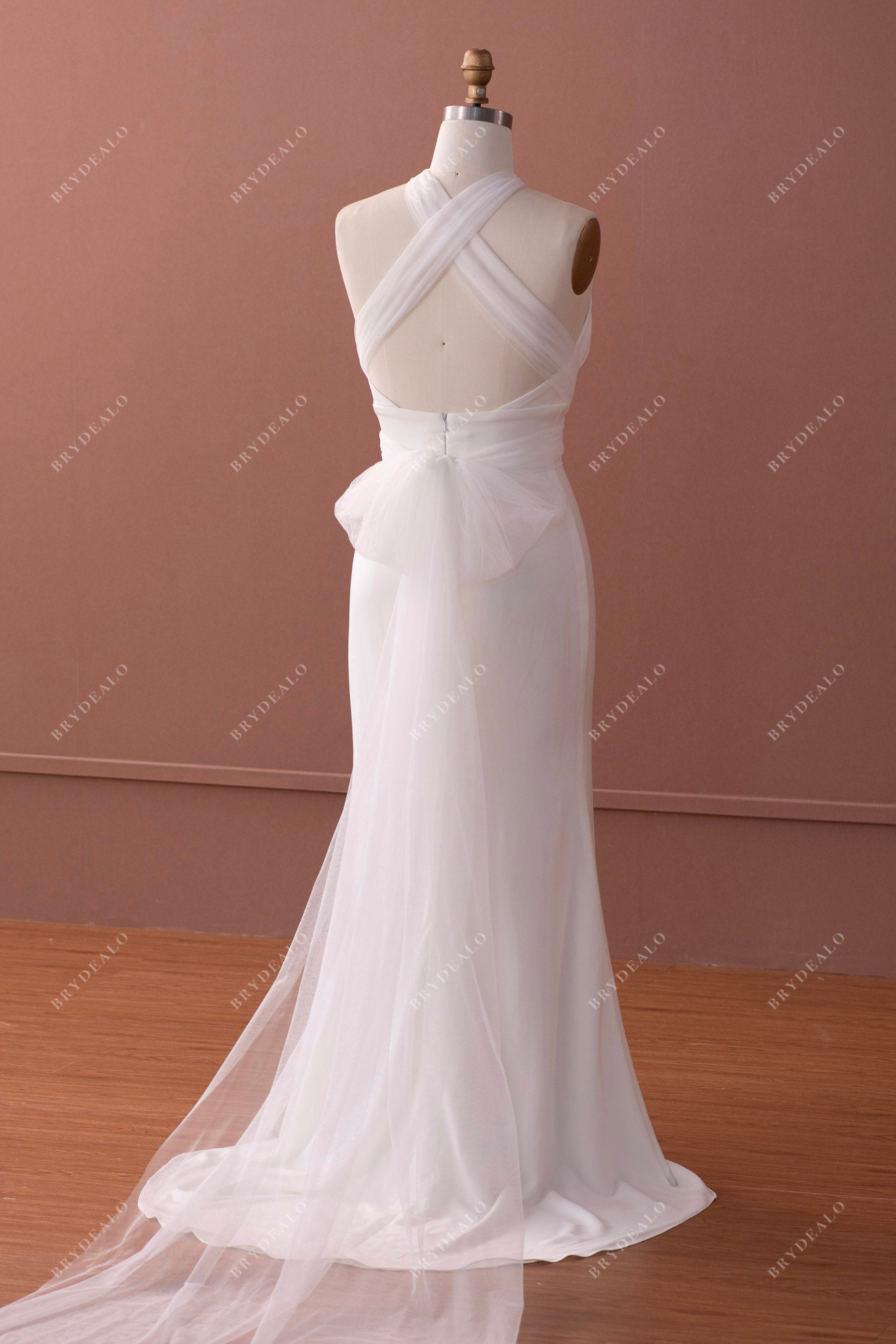 mermaid stretchy satin casual bridal gown