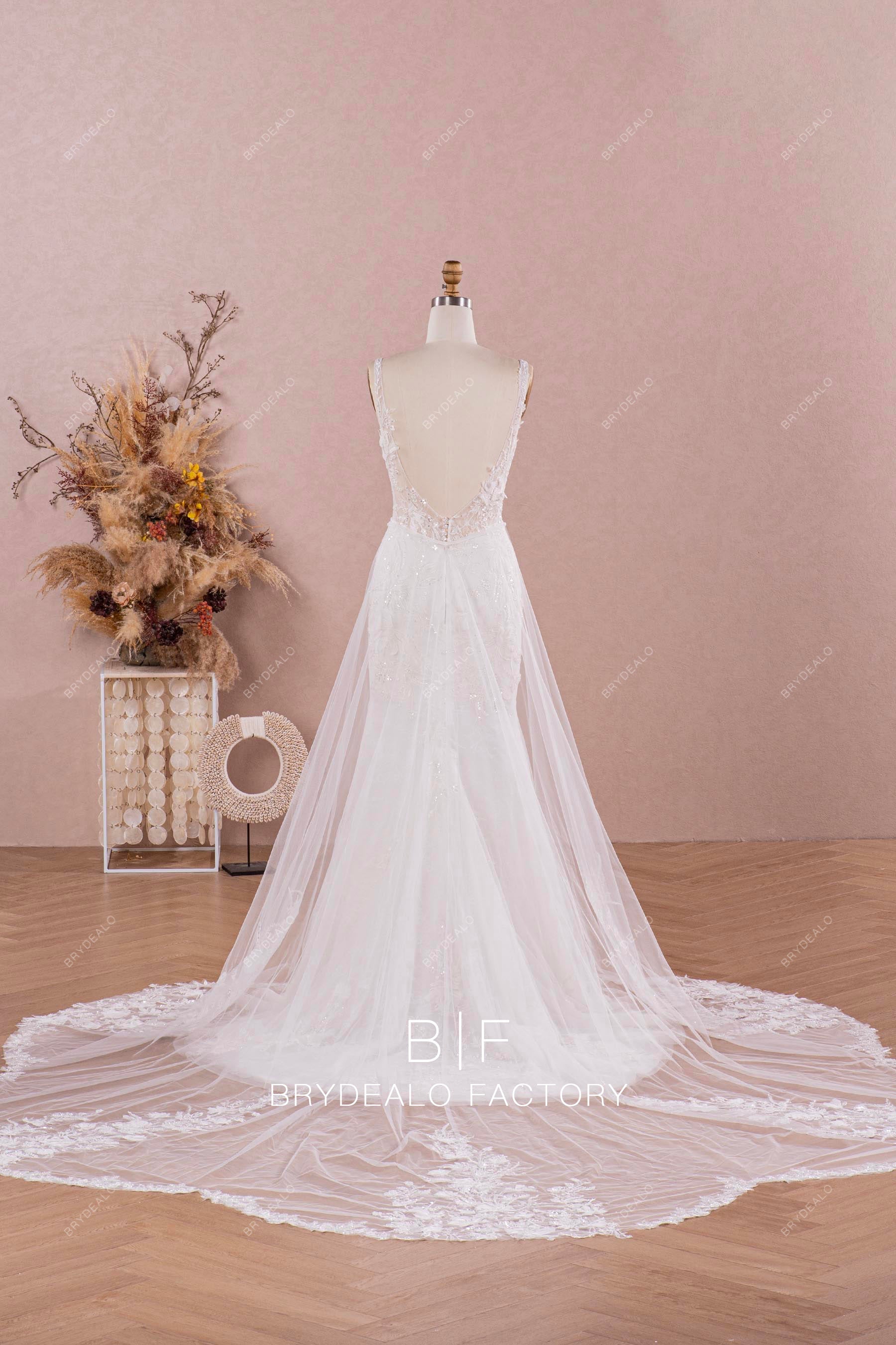 cutout train wedding overskirt