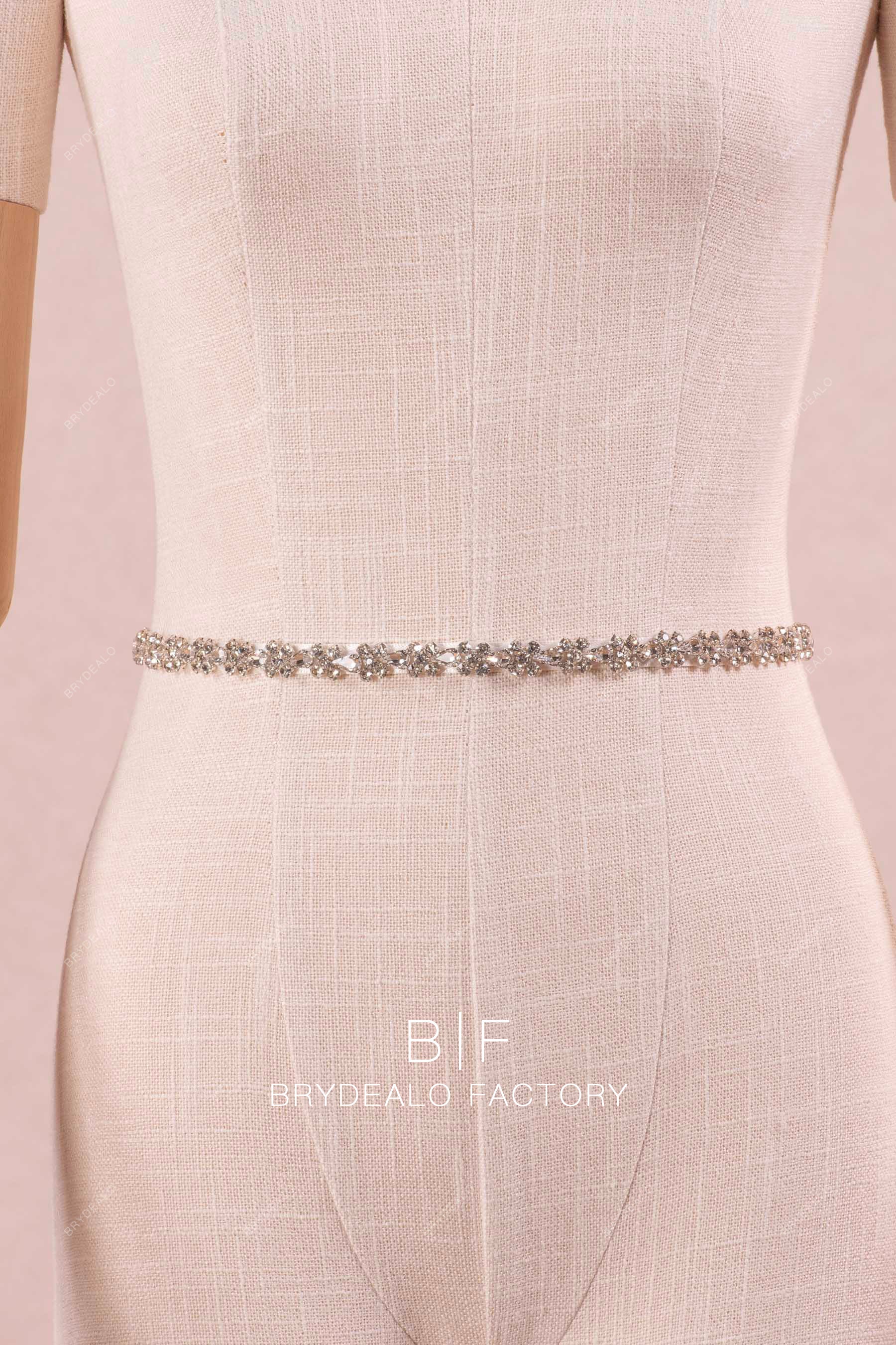 narrow rhinestone bridal belt for wedding