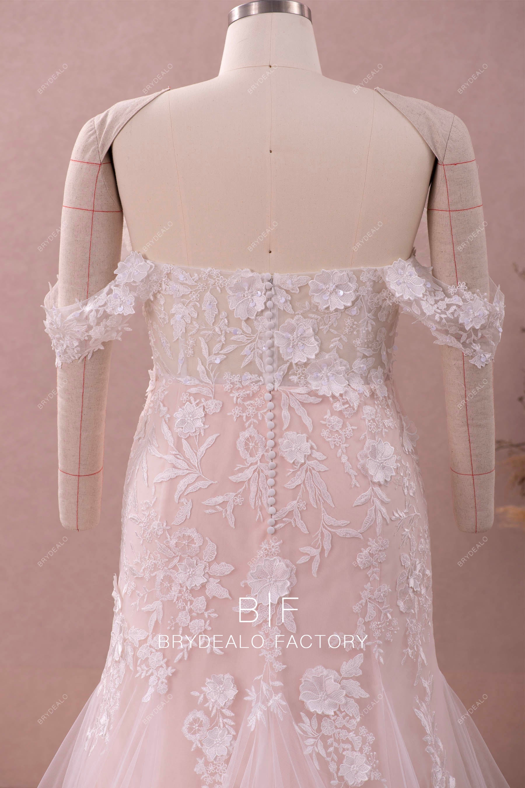 off shoulder plus size illusion bodice bridal gown