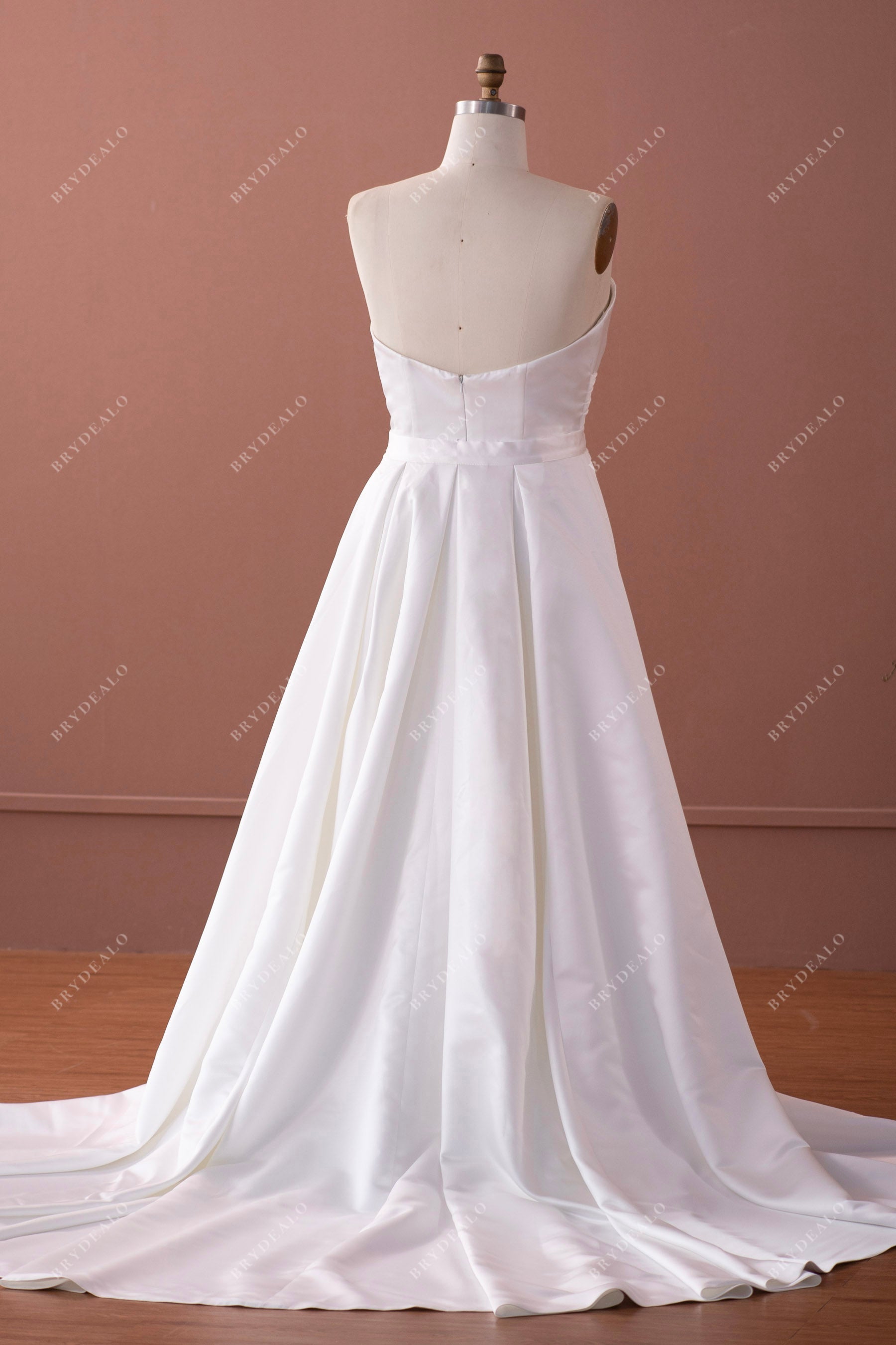 timeless satin A-line bridal overskirt