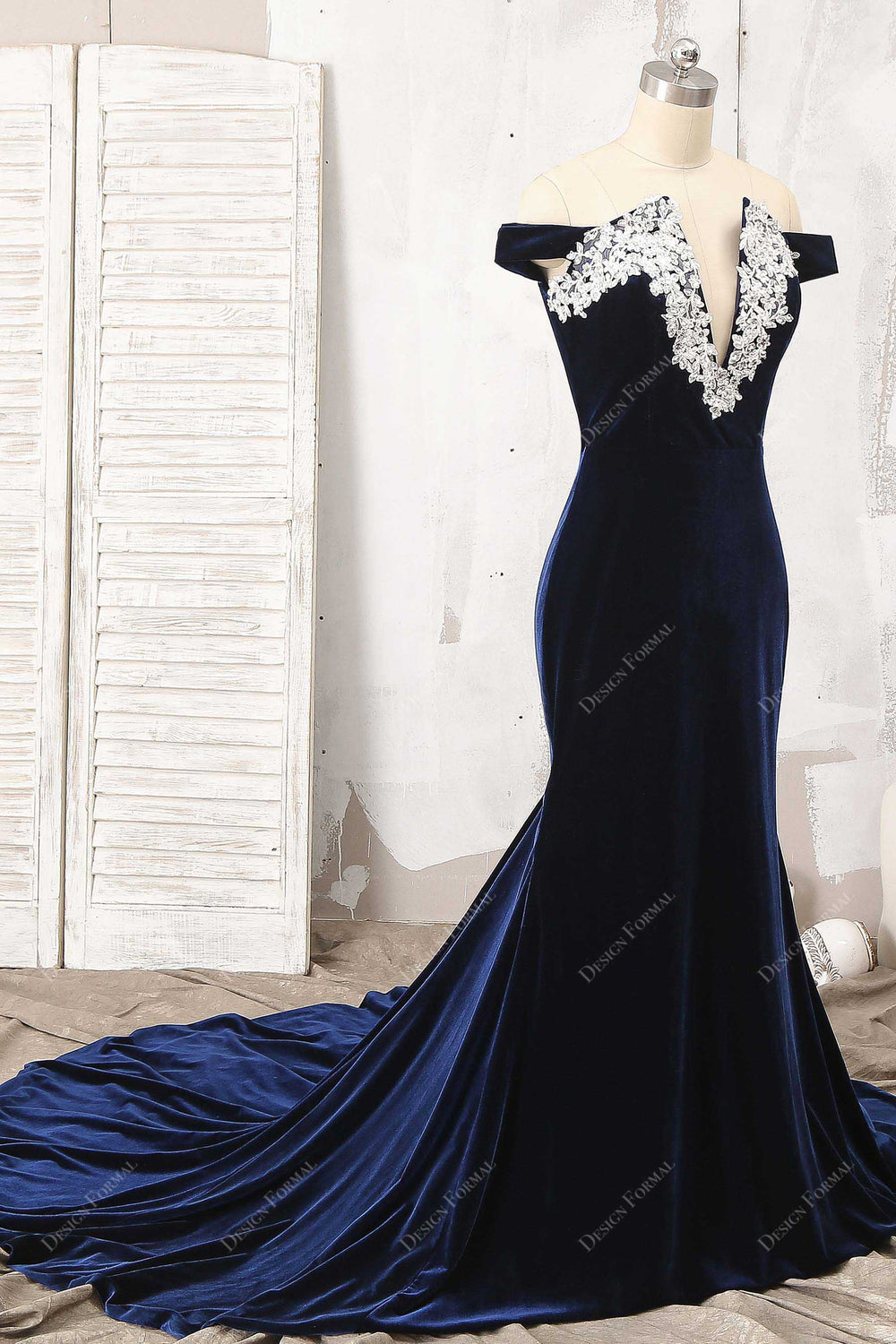 Evelyn V-Neck Off The Shoulder Mermaid Prom Dress
