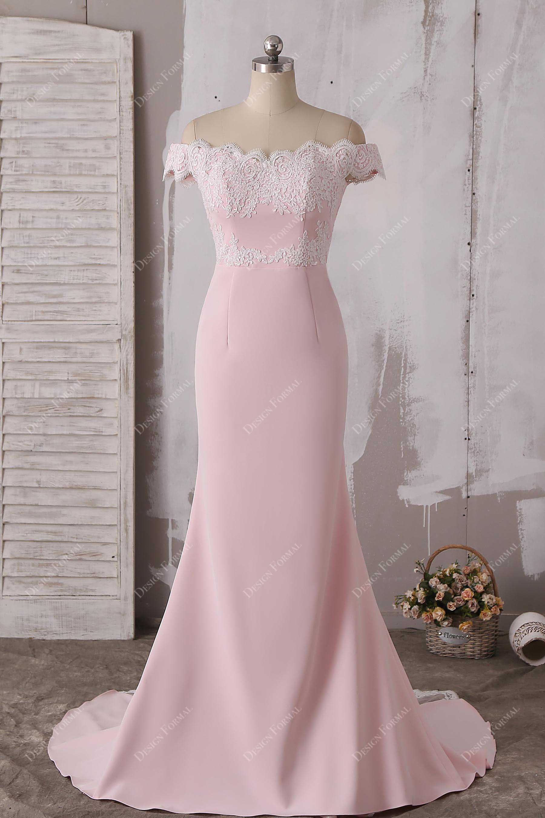 Off Shoulder Dusty Pink Mermaid Prom Dress