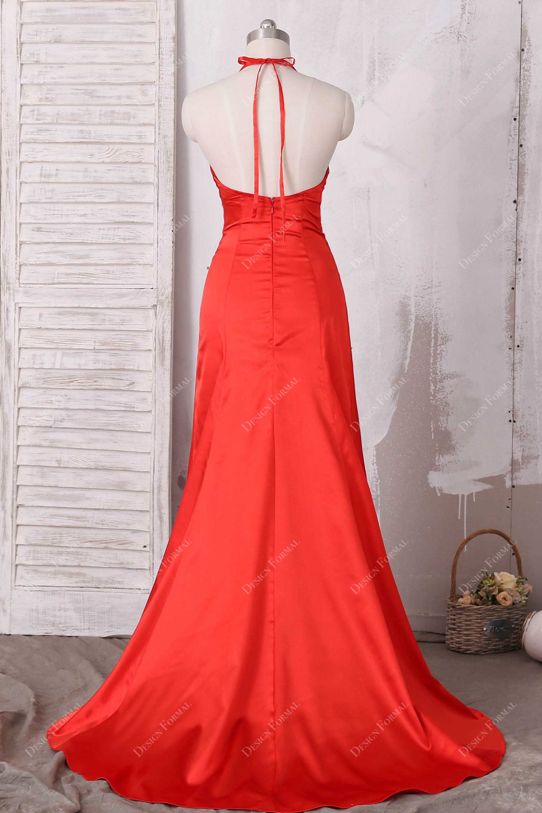   open back fit-and-flare prom dress